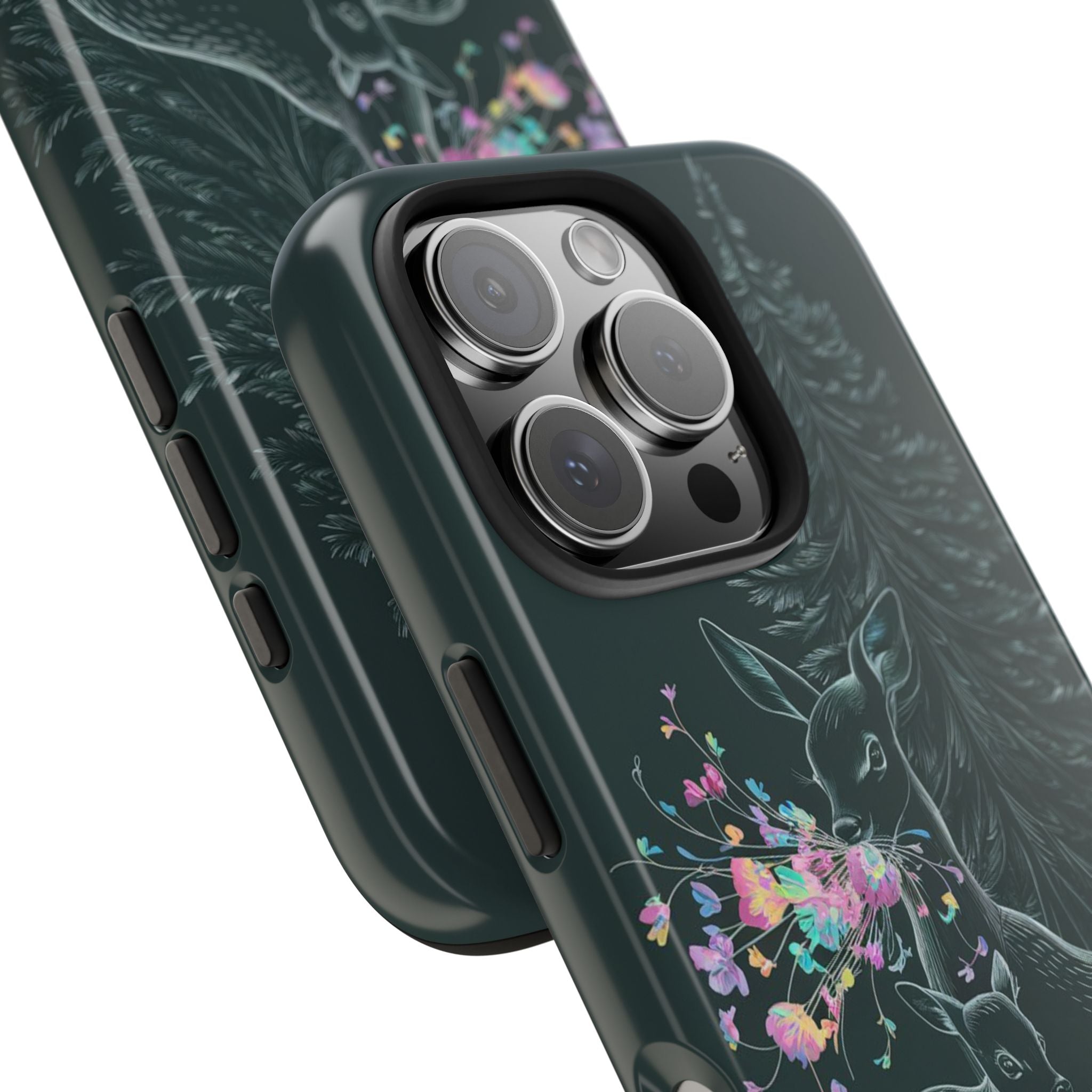 Floral Fawn and Mom - Tough Case for iPhone 14, 15, 16 - Spruced Roost