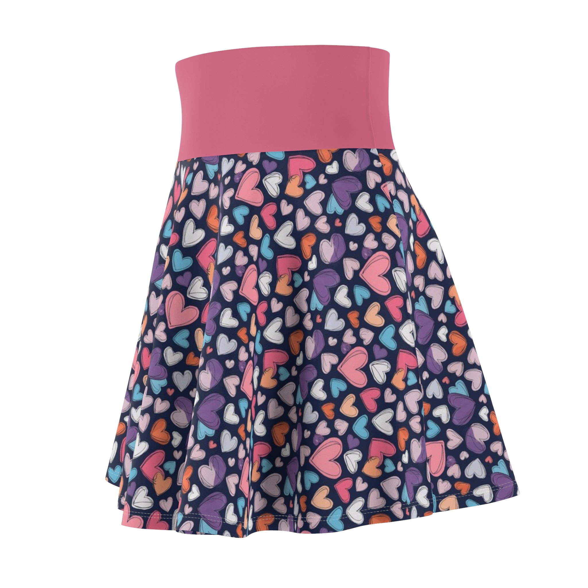 Up-Hearted Hot Pink Women's Skater Skirt (AOP)