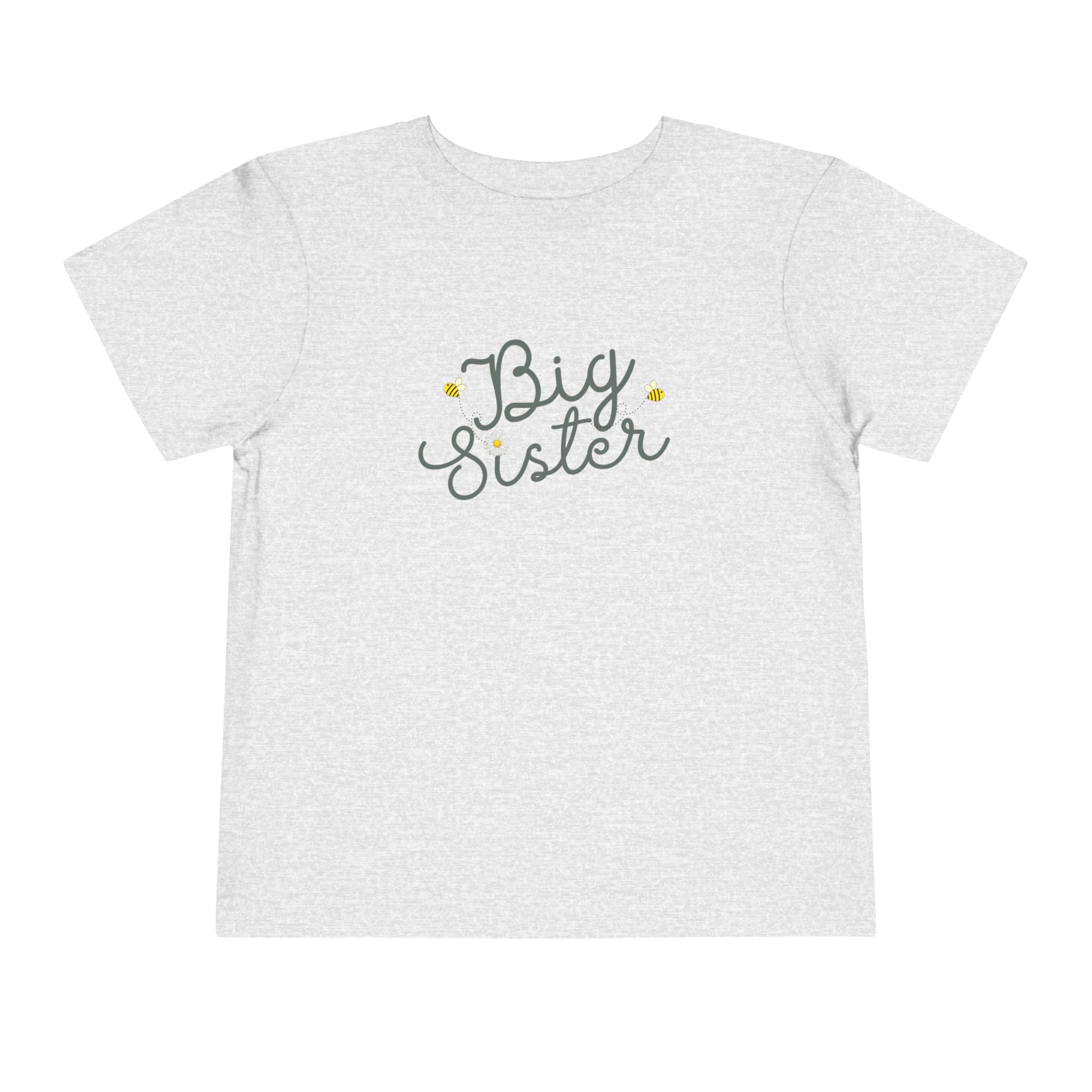 Big Sister Bees & Daisy Green Cursive - Big Sister Kids' T-Shirt - 3/4-7/8