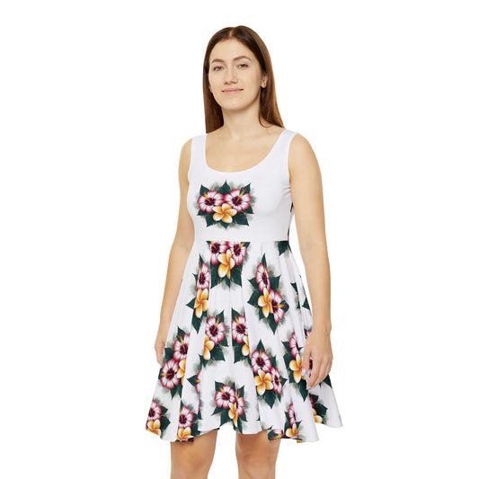 Polynesian Plumeria & Hibiscus - Women's Skater Tank Dress (AOP)