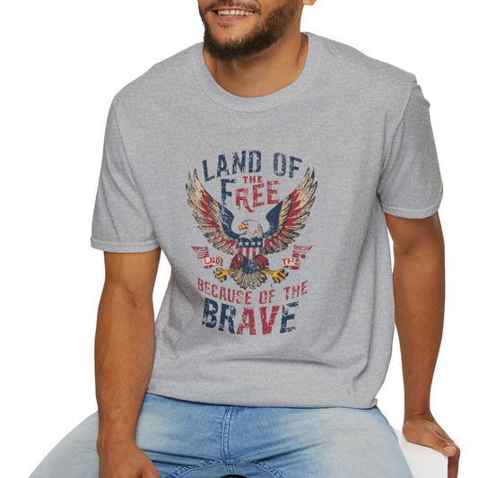 Land of the Free, Because of the Brave - Unisex Softstyle T-Shirt