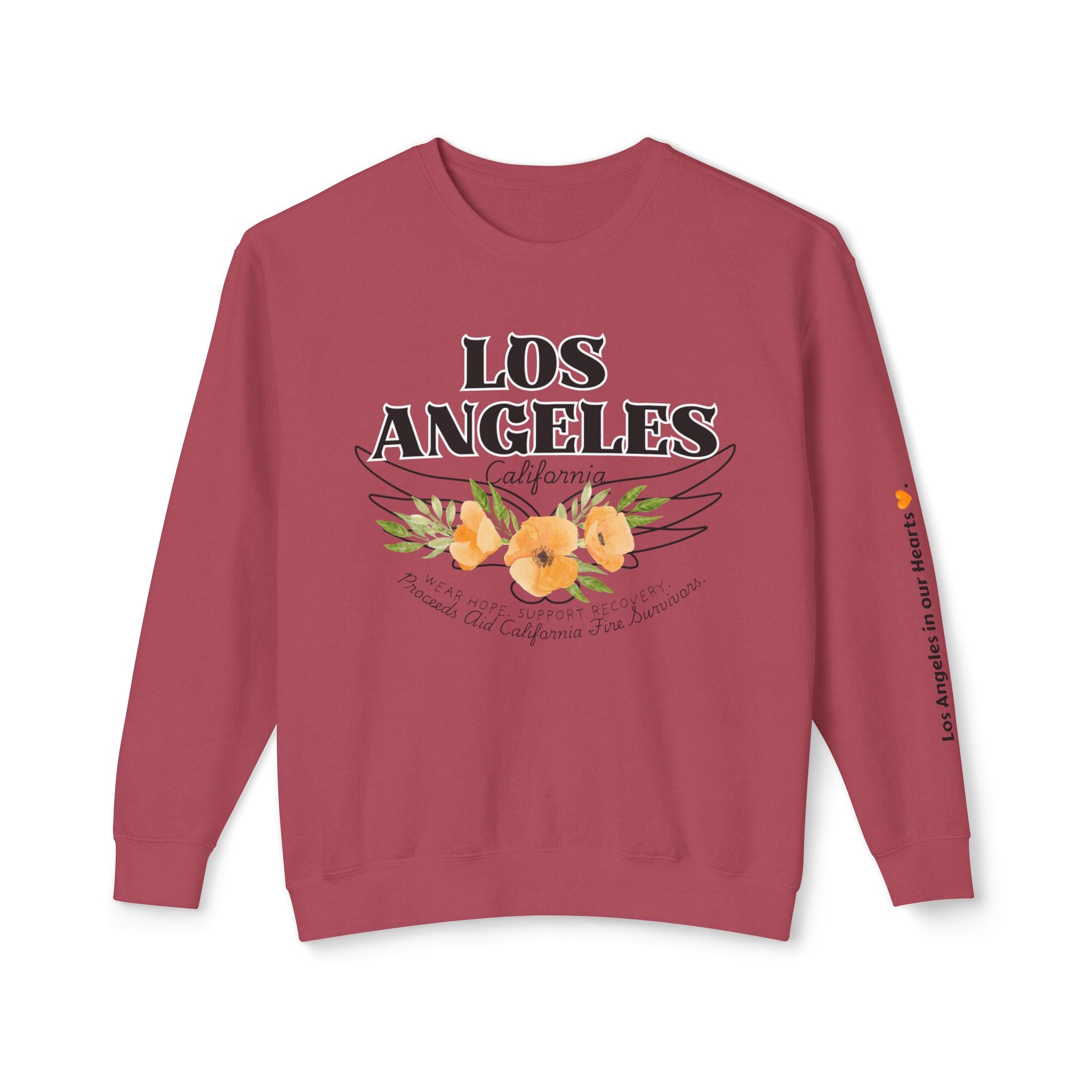 Fundraiser:  Los Angeles Unisex Lightweight Crewneck Sweatshirt - California Floral Design