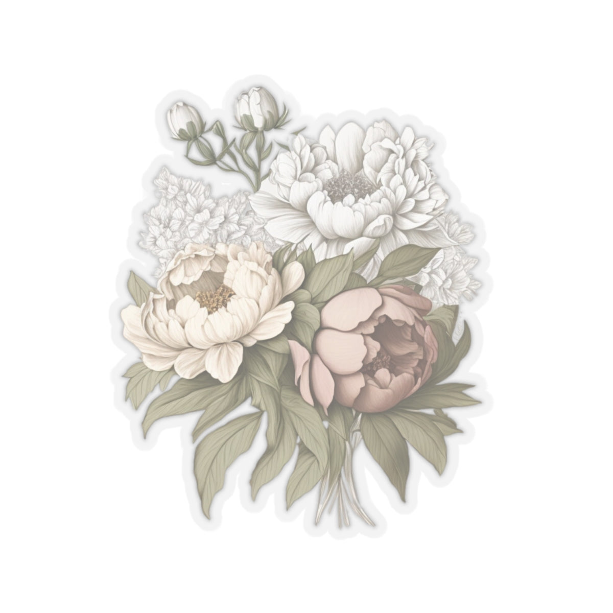 Peony Trio Kiss-Cut Stickers