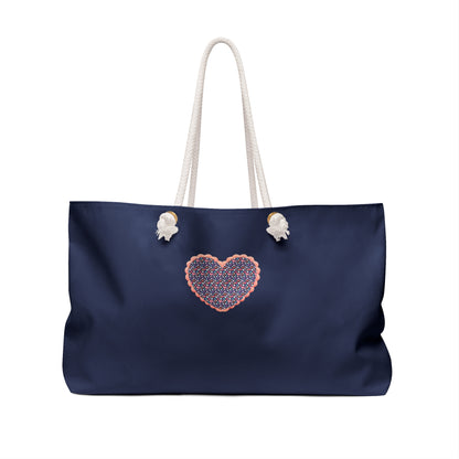 Navy Blue Up-Hearted Weekender Bag