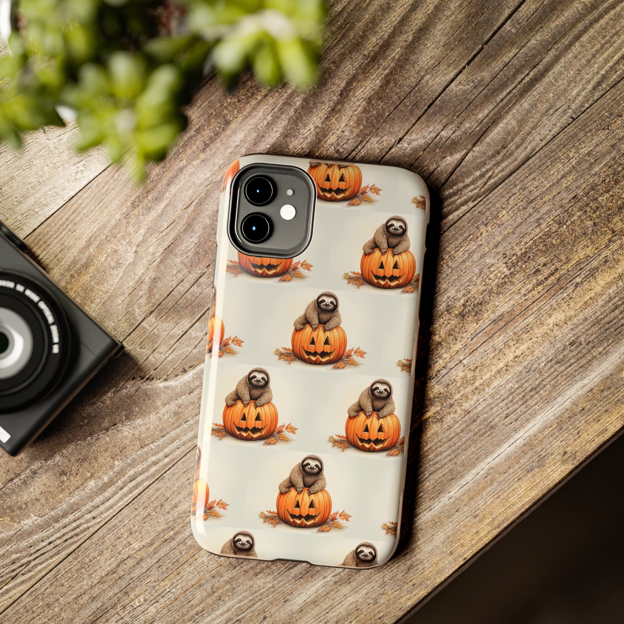 Happy Halloween Sloth on Pumpkin - Tough iPhone Cases -21 Sizes