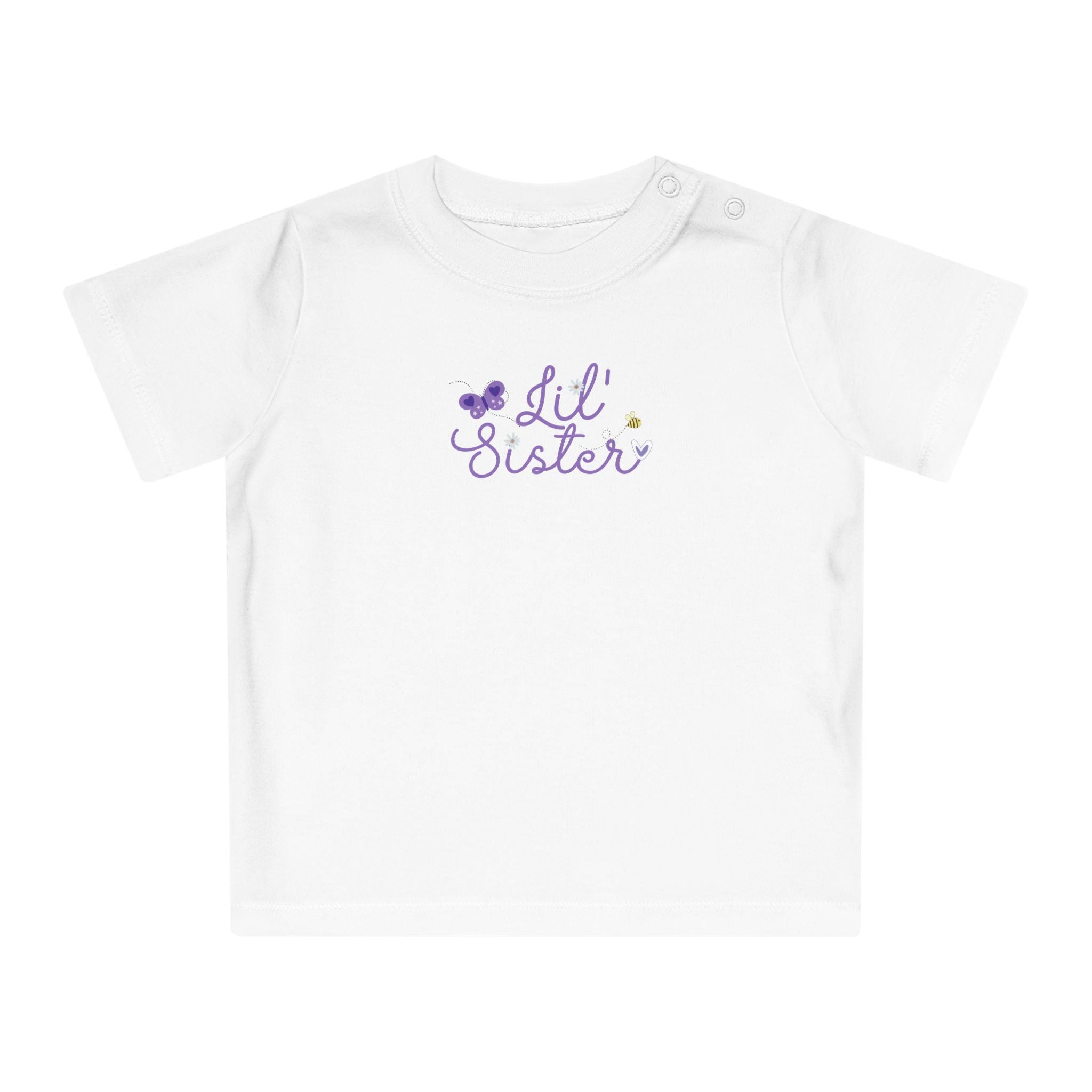 Butterfly Lil' Sister - Baby T-Shirt -  Infant Tee for New Siblings