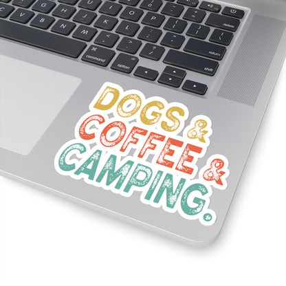 Dogs & Coffee & Camping.  Kiss-Cut Stickers