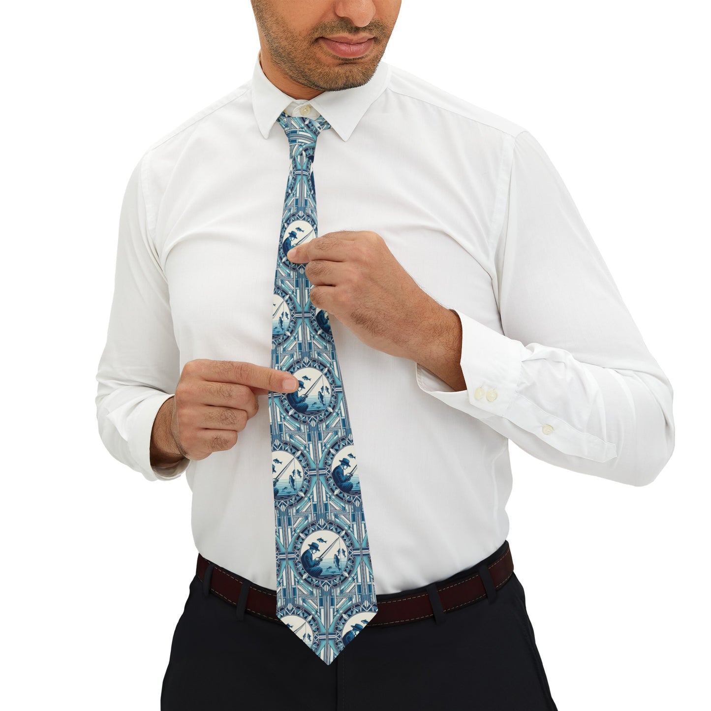 Men's Tie Art Decco Fisherman Necktie