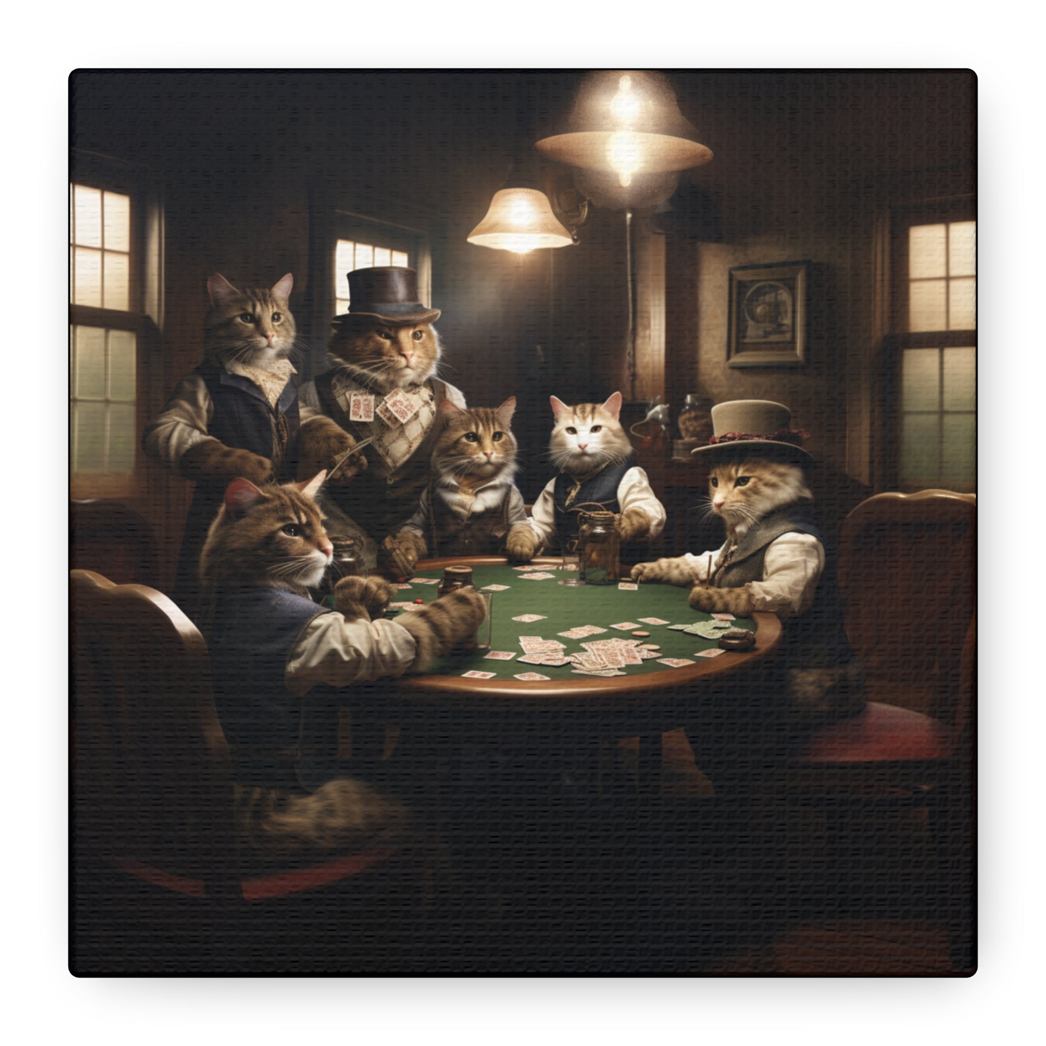 Cat Poker Night Matte Canvas - Whimsical Art for Animal Lovers