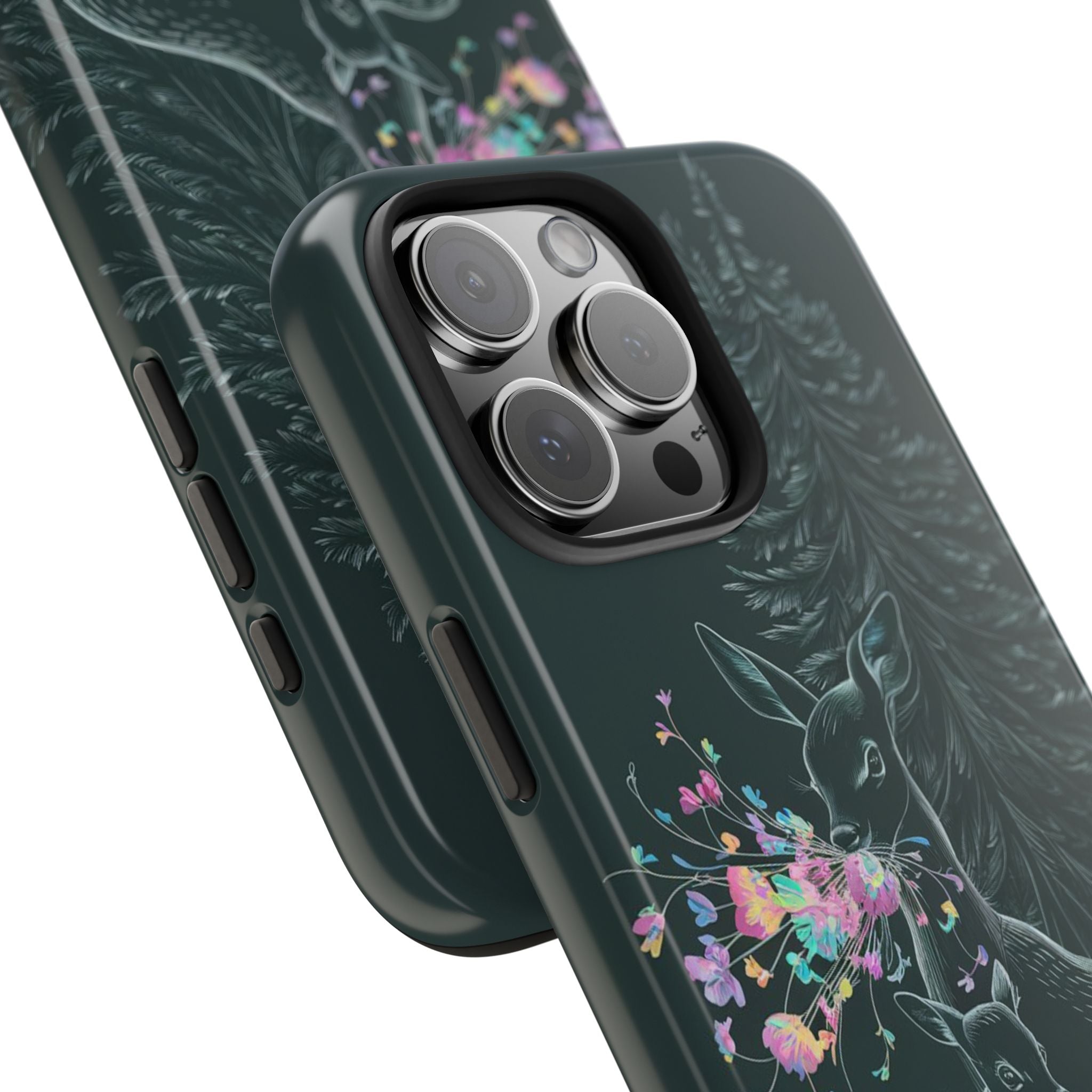 Floral Fawn and Mom - Tough Case for iPhone 14, 15, 16 - Spruced Roost