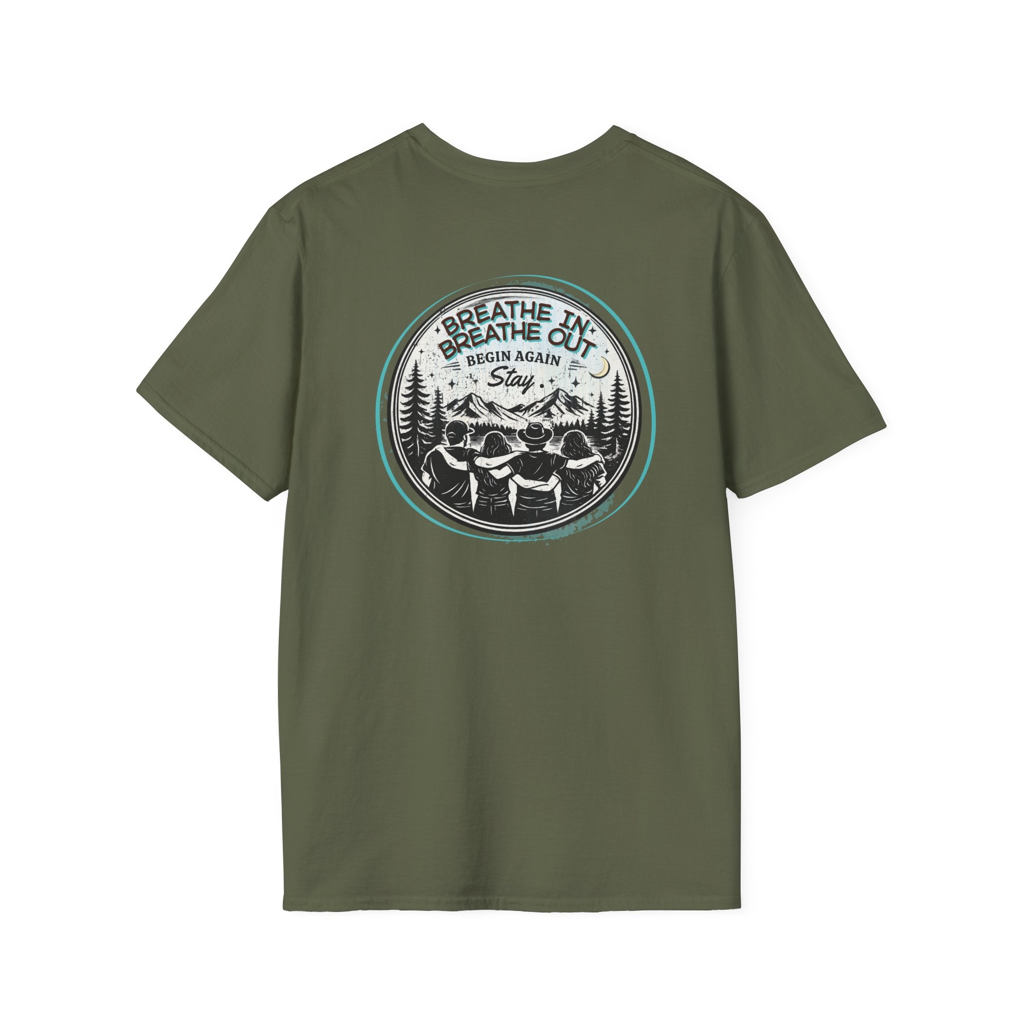 Breathe In, Breathe Out - Men's Unisex Sized Crew Graphic T-Shirt