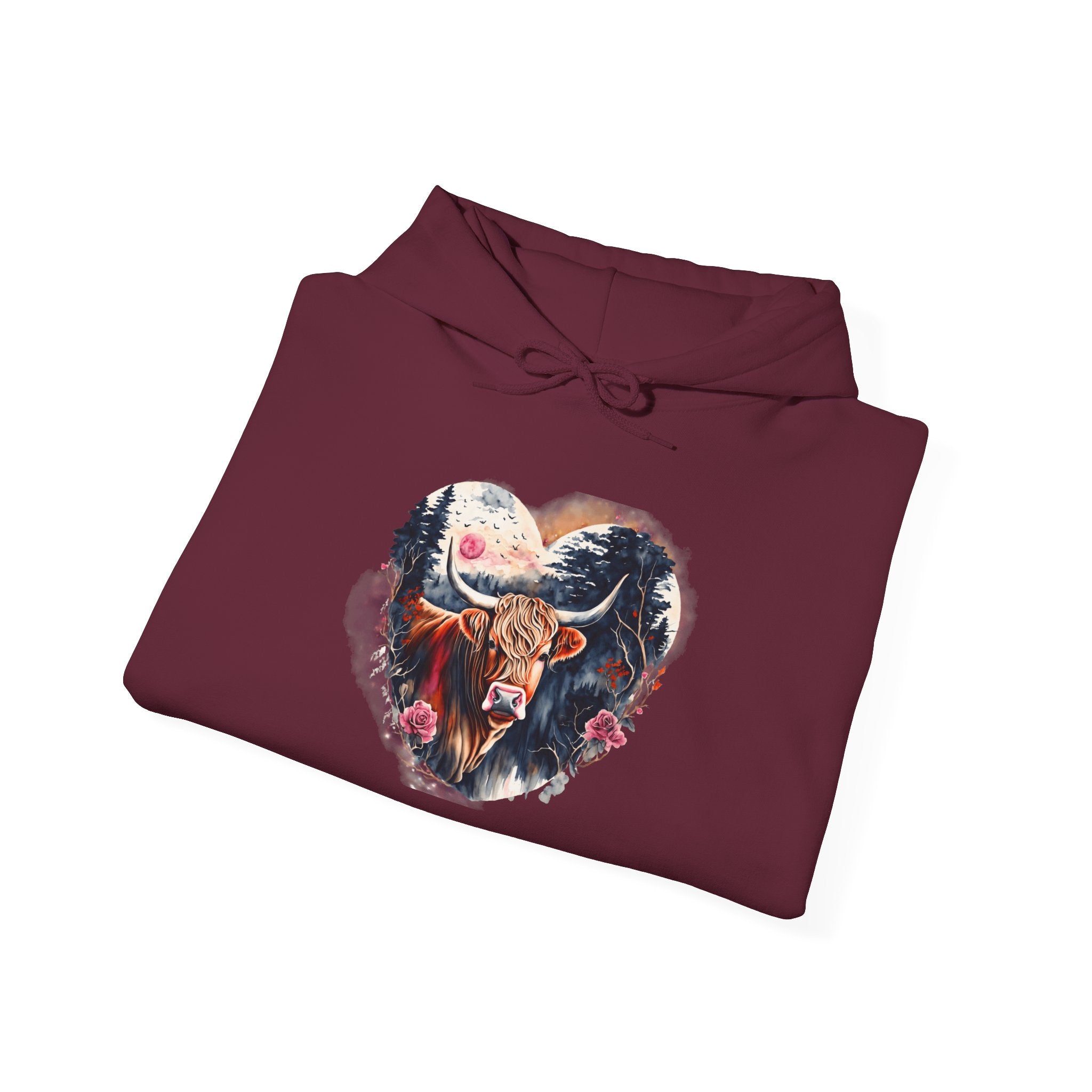 Love of Highland Heffer - Unisex Heavy Blend™ Hooded Sweatshirt - Spruced Roost