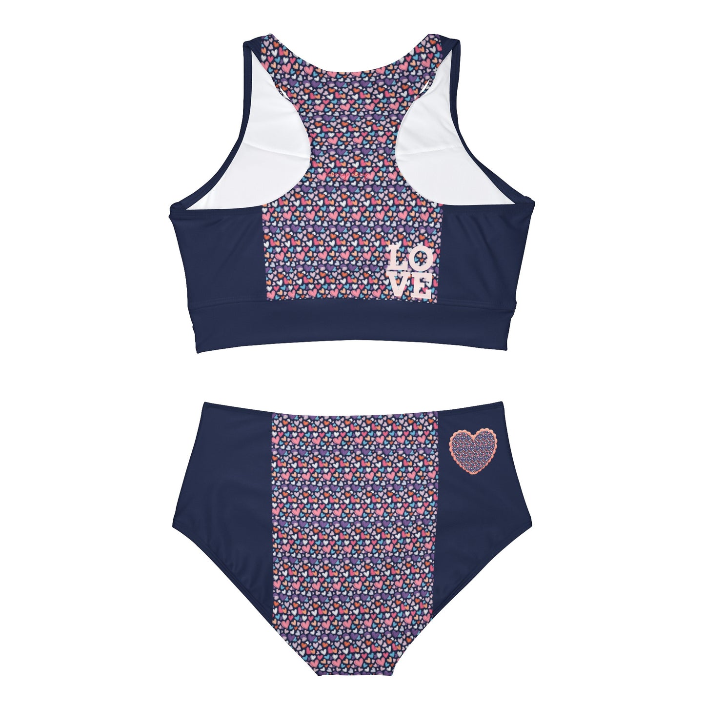 Love Up-Hearted Sporty Bikini Set (AOP)