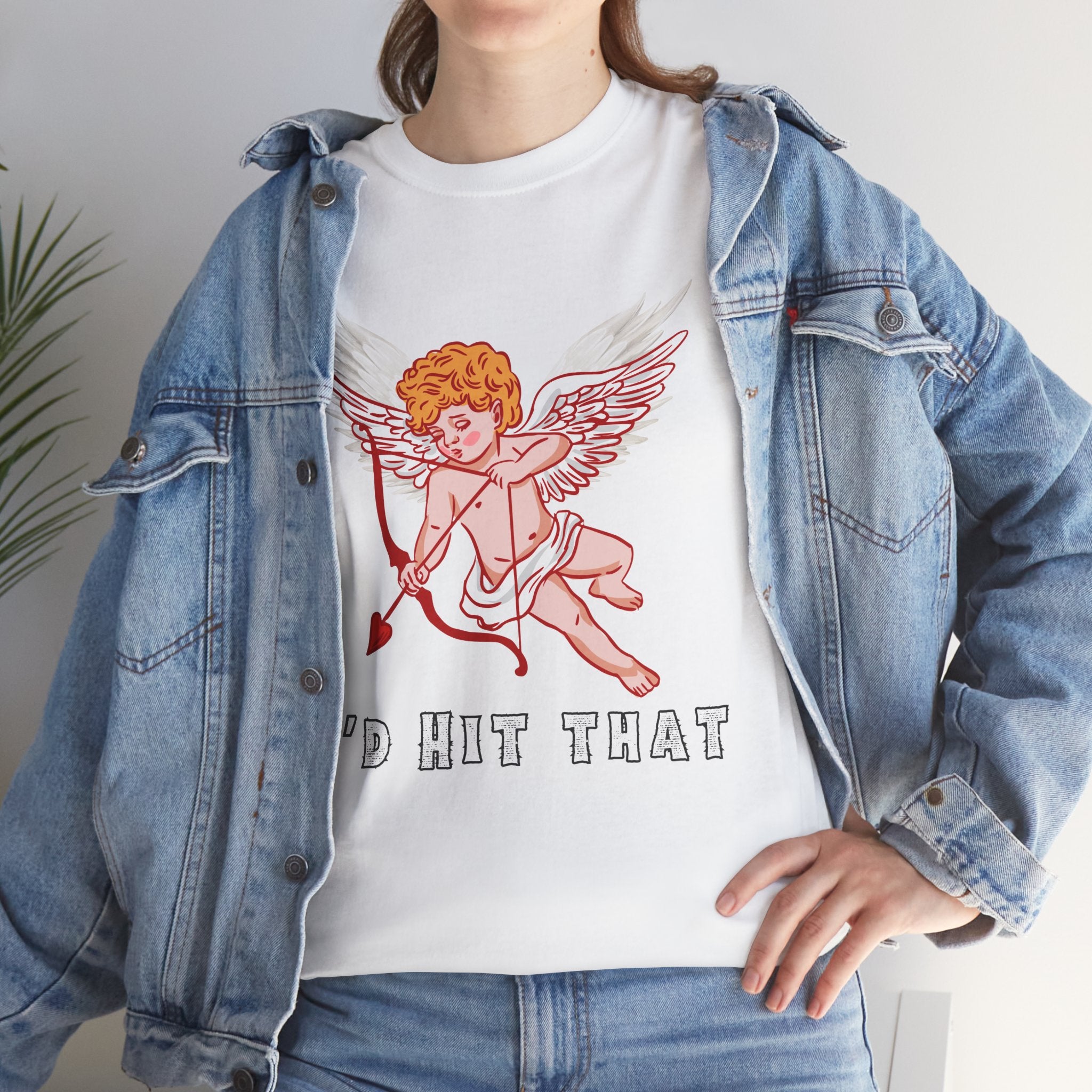 Cupid Inspired Unisex Heavy Cotton Tee - 'I’d Hit That' Graphic Shirt