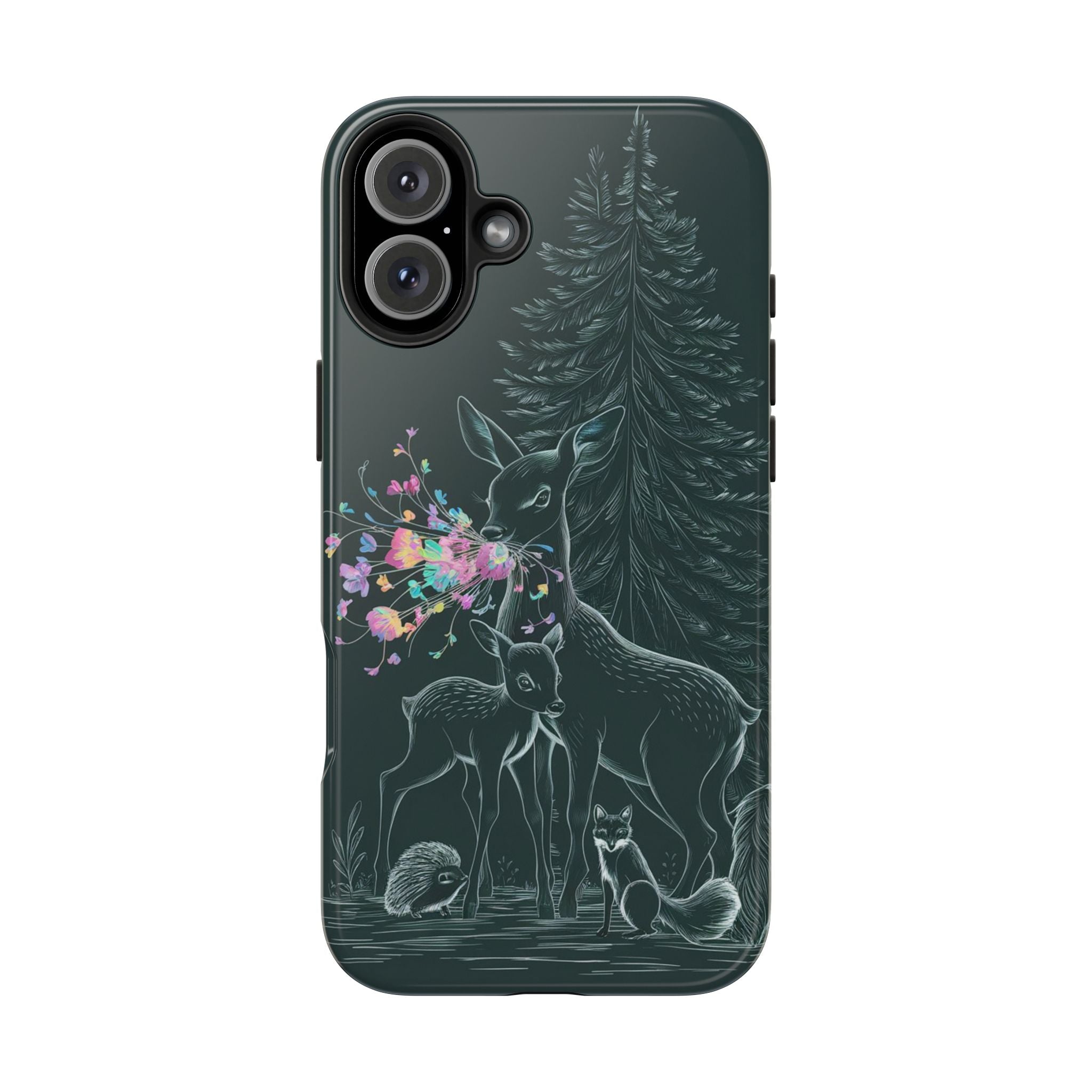 Floral Fawn and Mom - Tough Case for iPhone 14, 15, 16 - Spruced Roost