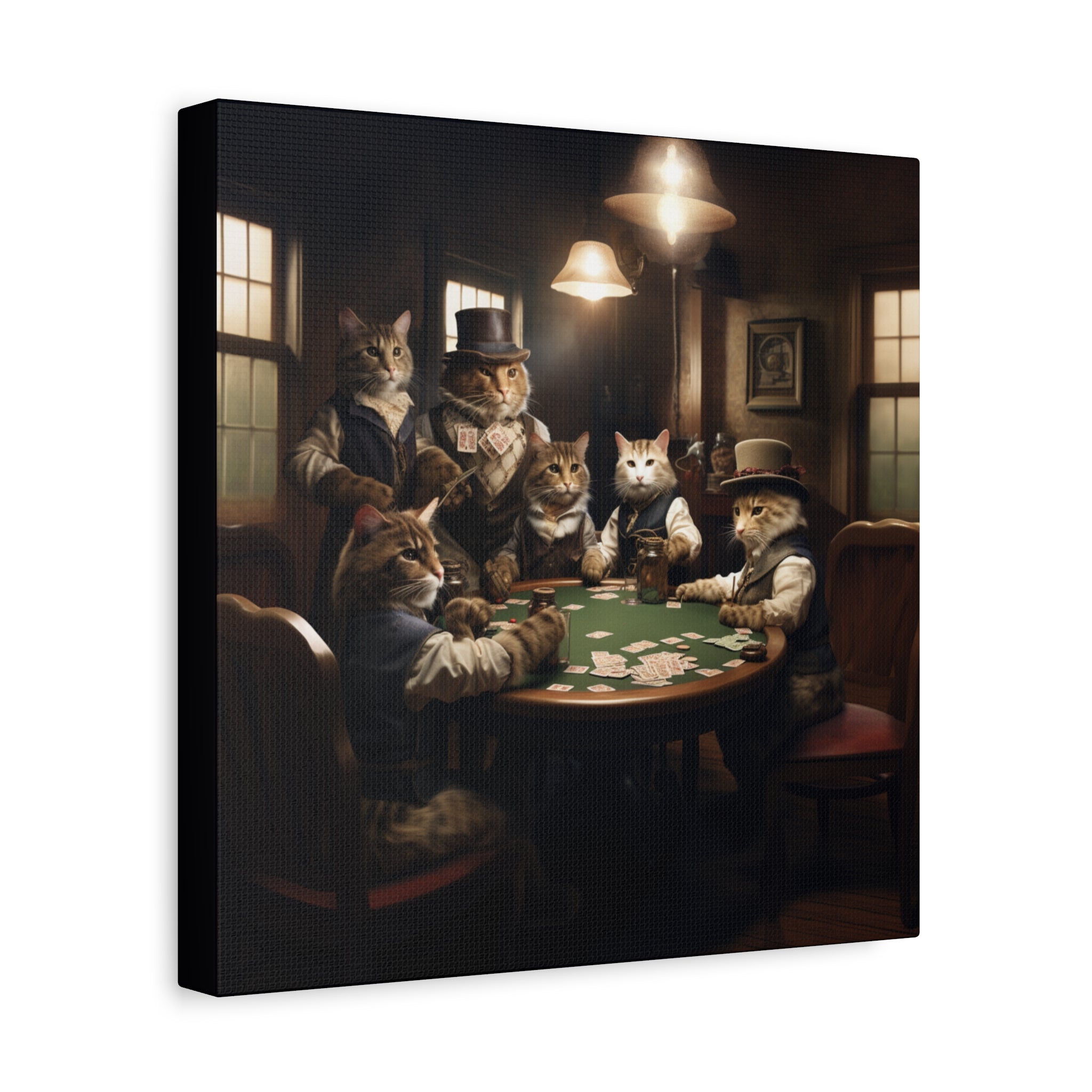 Cat Poker Night Matte Canvas - Whimsical Art for Animal Lovers