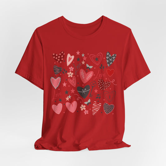 Base of Hearts Unisex Jersey Short Sleeve Tee - Red