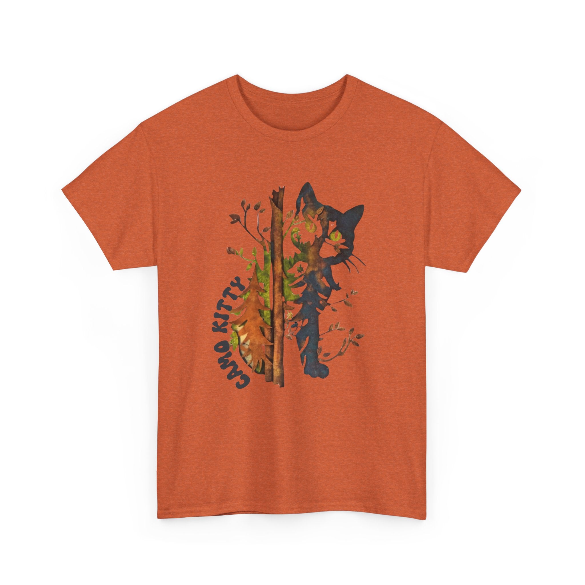 Camo Shy Kitty - Unisex Heavy Cotton Tee