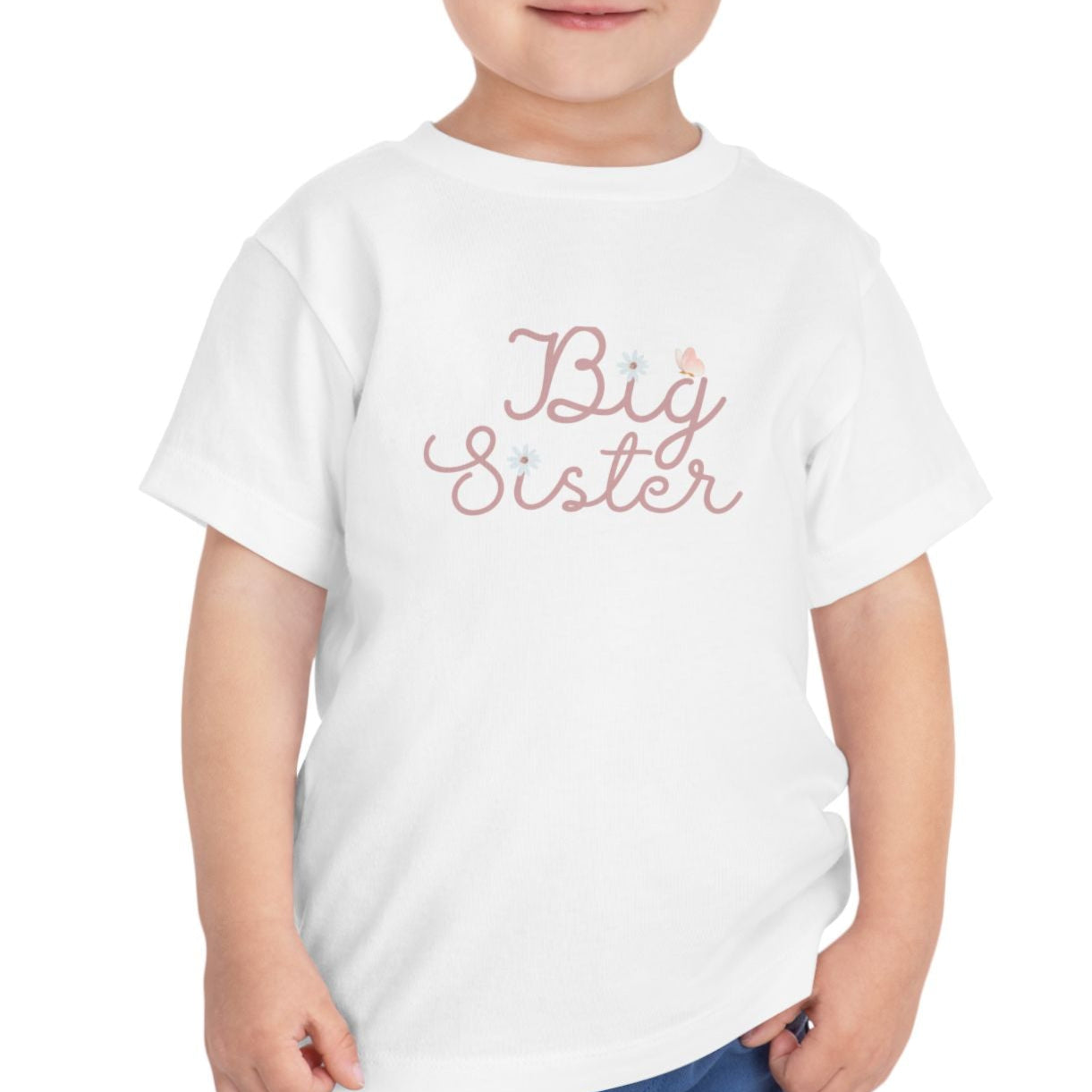 Daisy Pink Cursive - Big Sister Kids' T-Shirt 2T, 3T, 4T, 5T