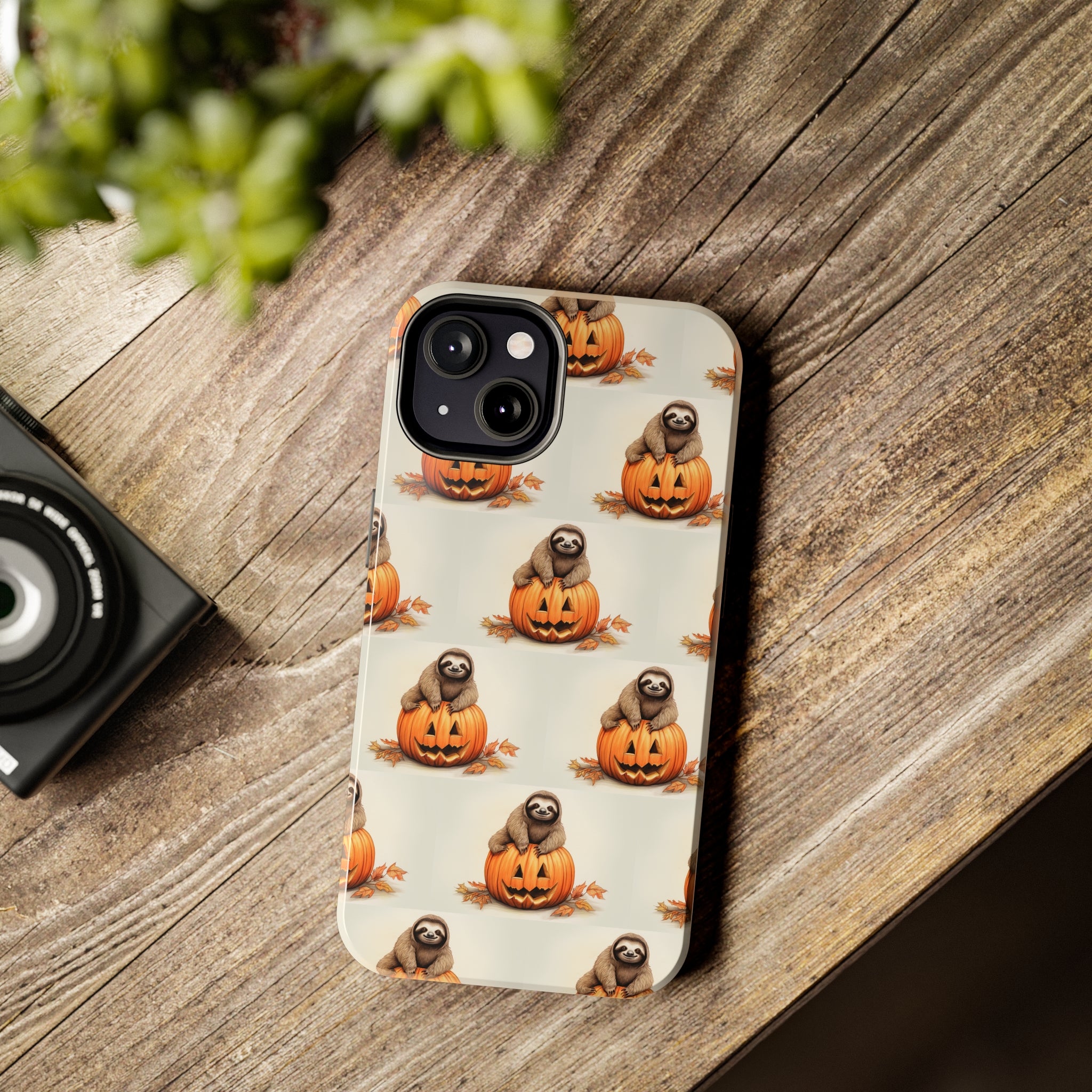 Happy Halloween Sloth on Pumpkin - Tough iPhone Cases -21 Sizes