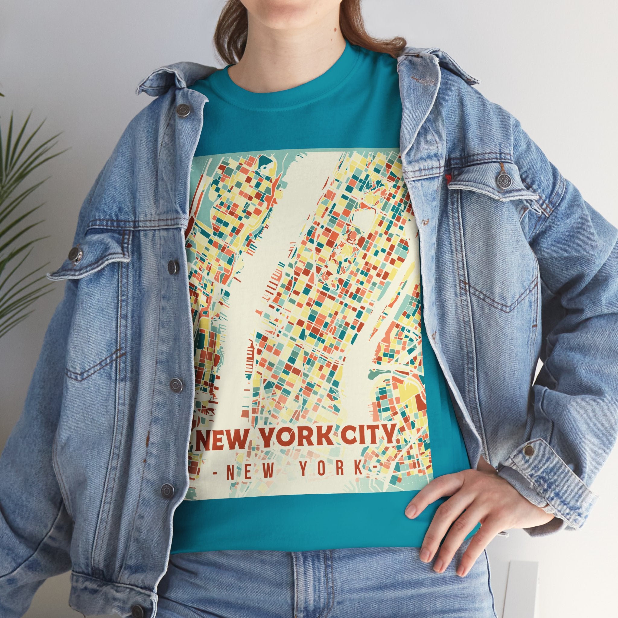 New York City Map Unisex Heavy Cotton Tee - Vintage Style Graphic T-Shirt