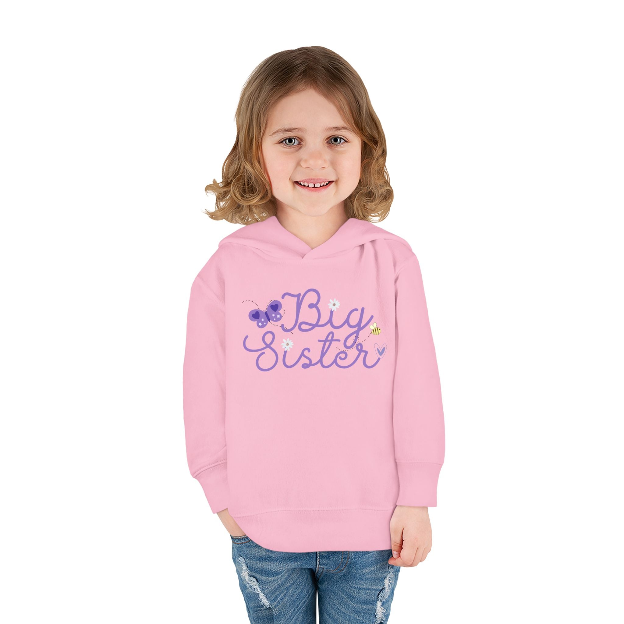 Butterfly Big Sister - Toddler Pullover Fleece Hoodie - 2T, 4T, 6T