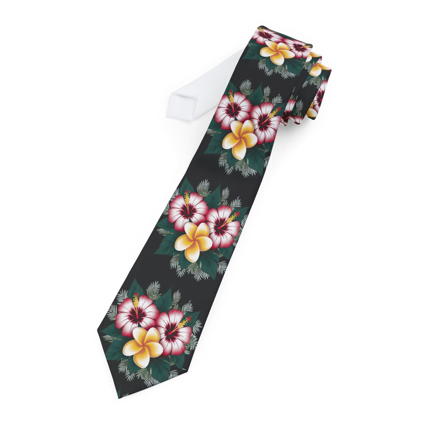 Black Hibiscus Square Colors Necktie