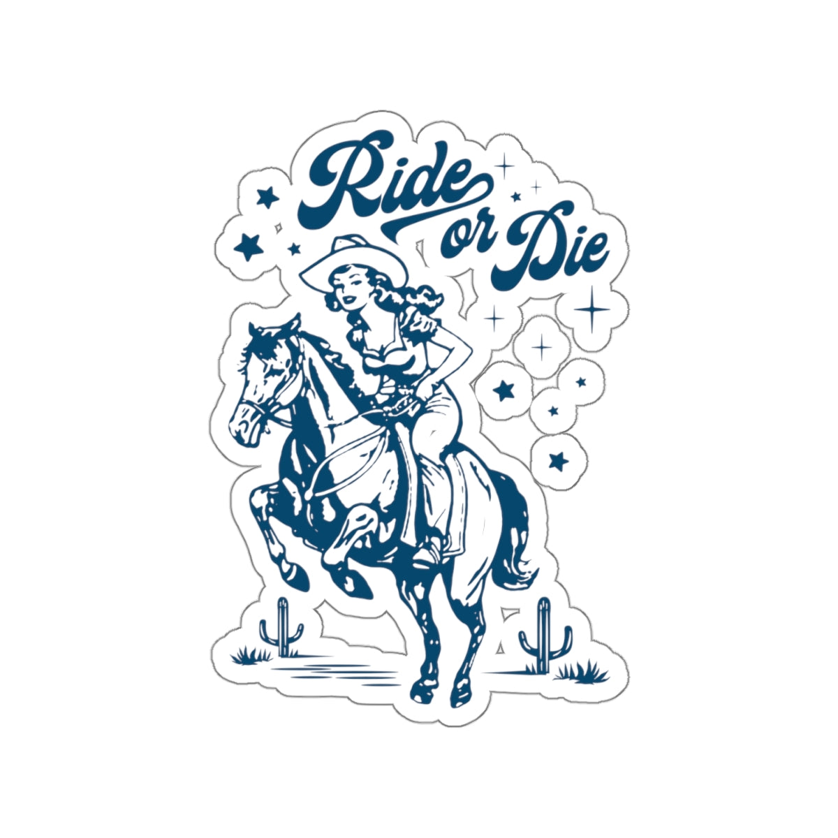 Ride or Die Navy Blue Kiss-Cut Stickers