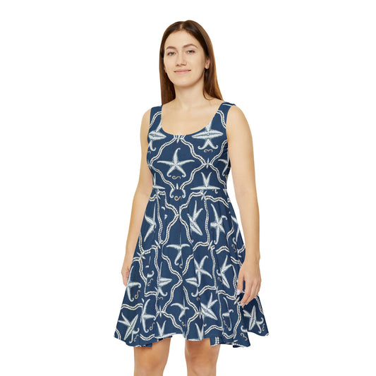 Nautical Starfish - Women's Skater Tank Dress (AOP)