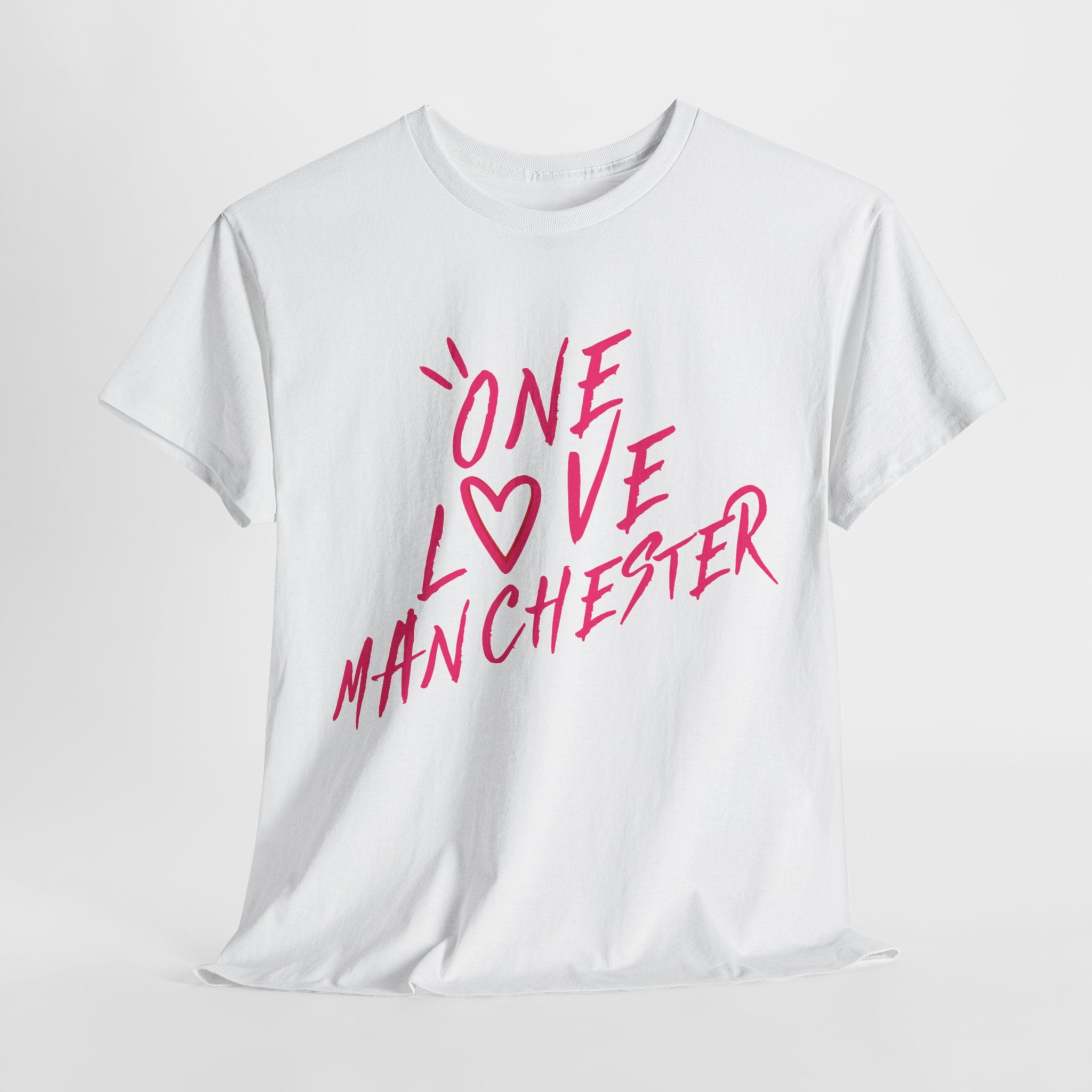 One Love Manchester Hot Pink - Unisex Heavy Cotton Tee - Spruced Roost