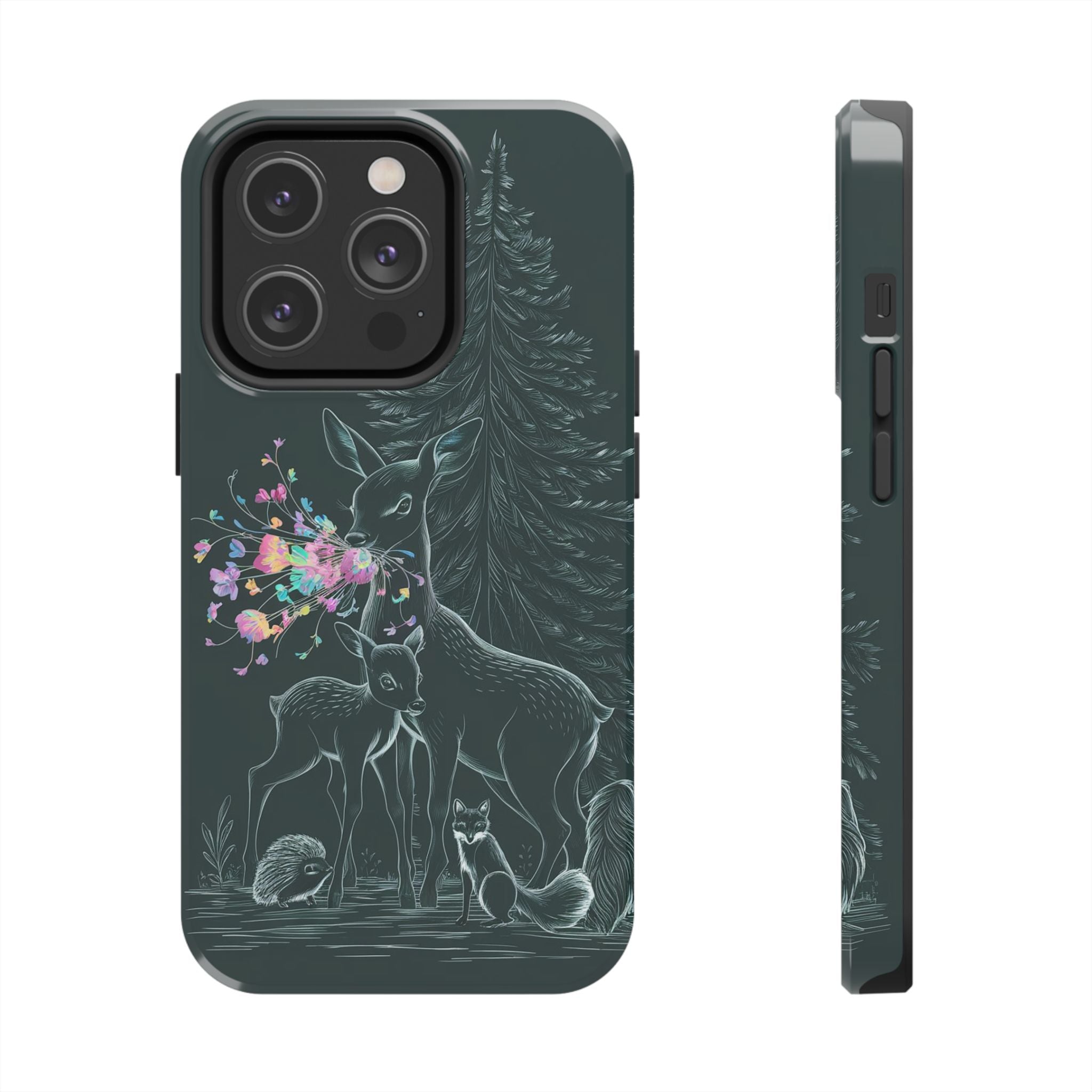 Floral Fawn and Mom - Tough Case for iPhone 14, 15, 16 - Spruced Roost