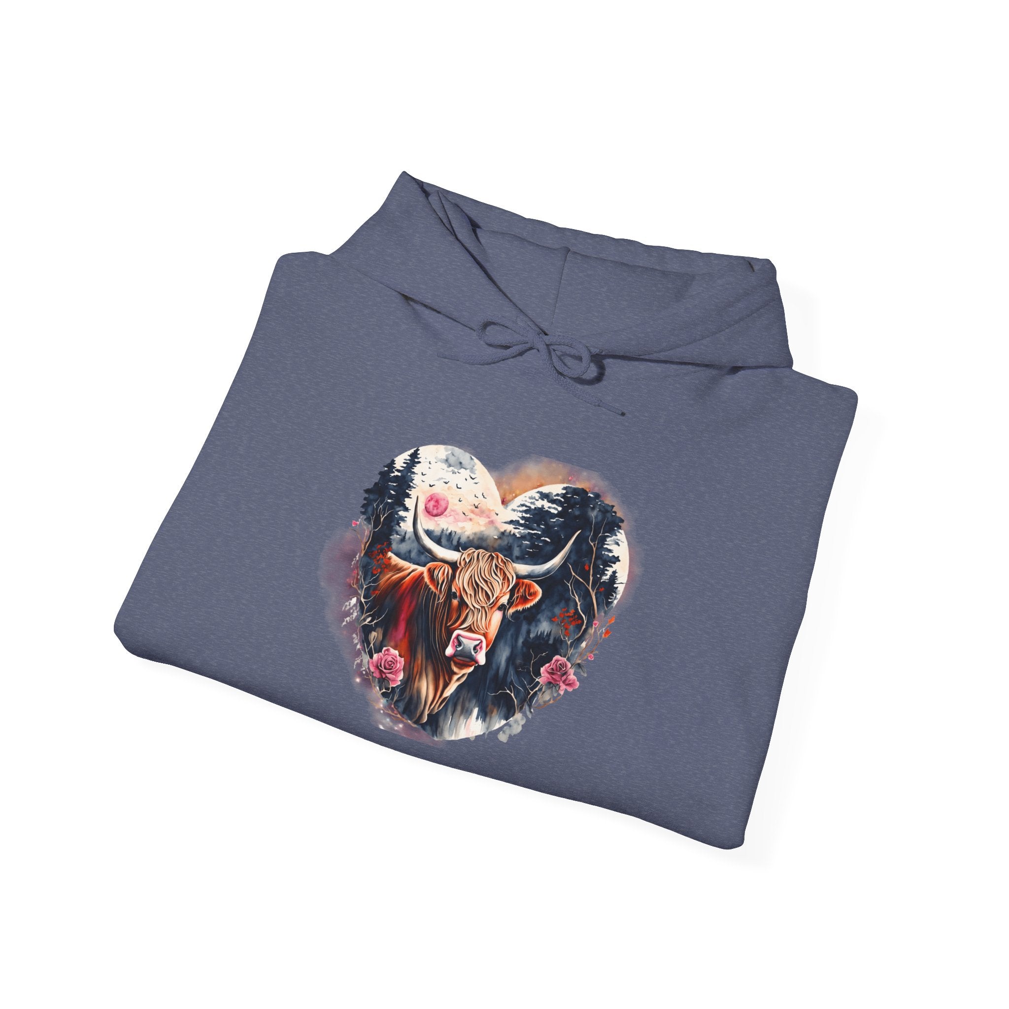 Love of Highland Heffer - Unisex Heavy Blend™ Hooded Sweatshirt - Spruced Roost