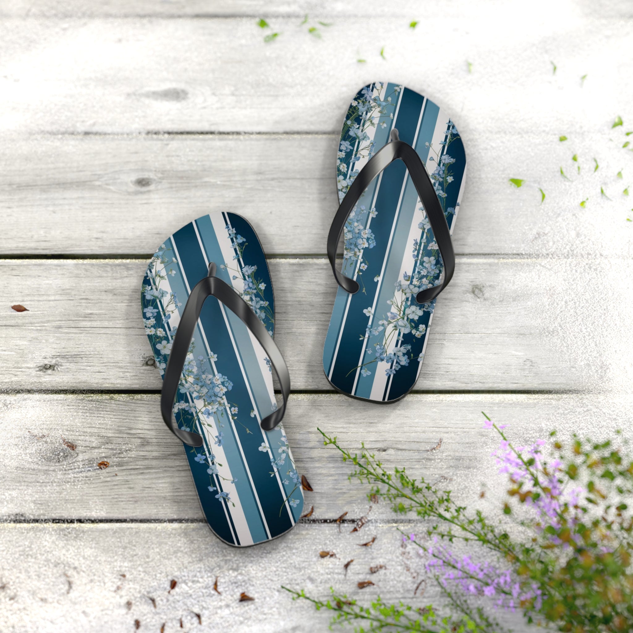 Forget me Not Striped Flip Flops