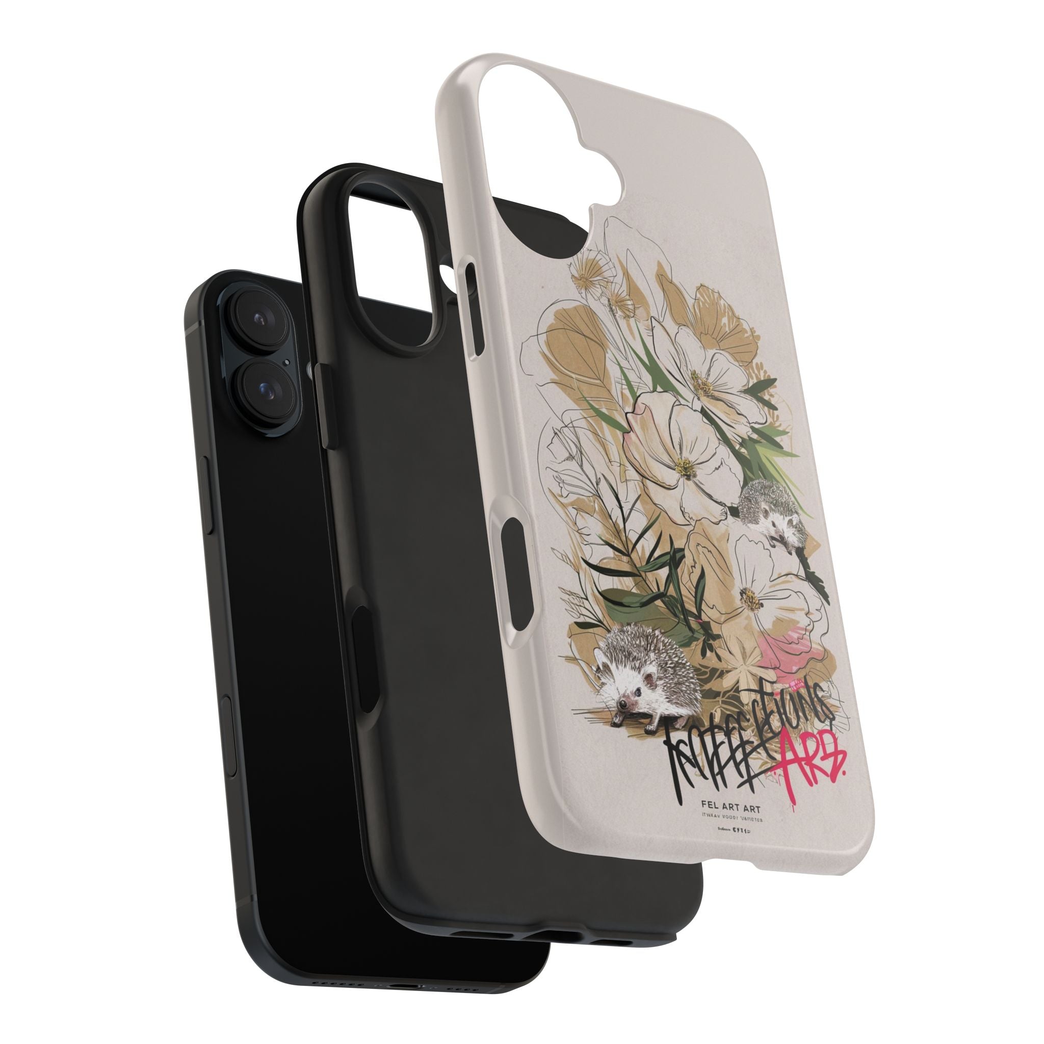 Hedgehog Garden Grafitti - Tough Case for iPhone 14, 15, 16 - Spruced Roost