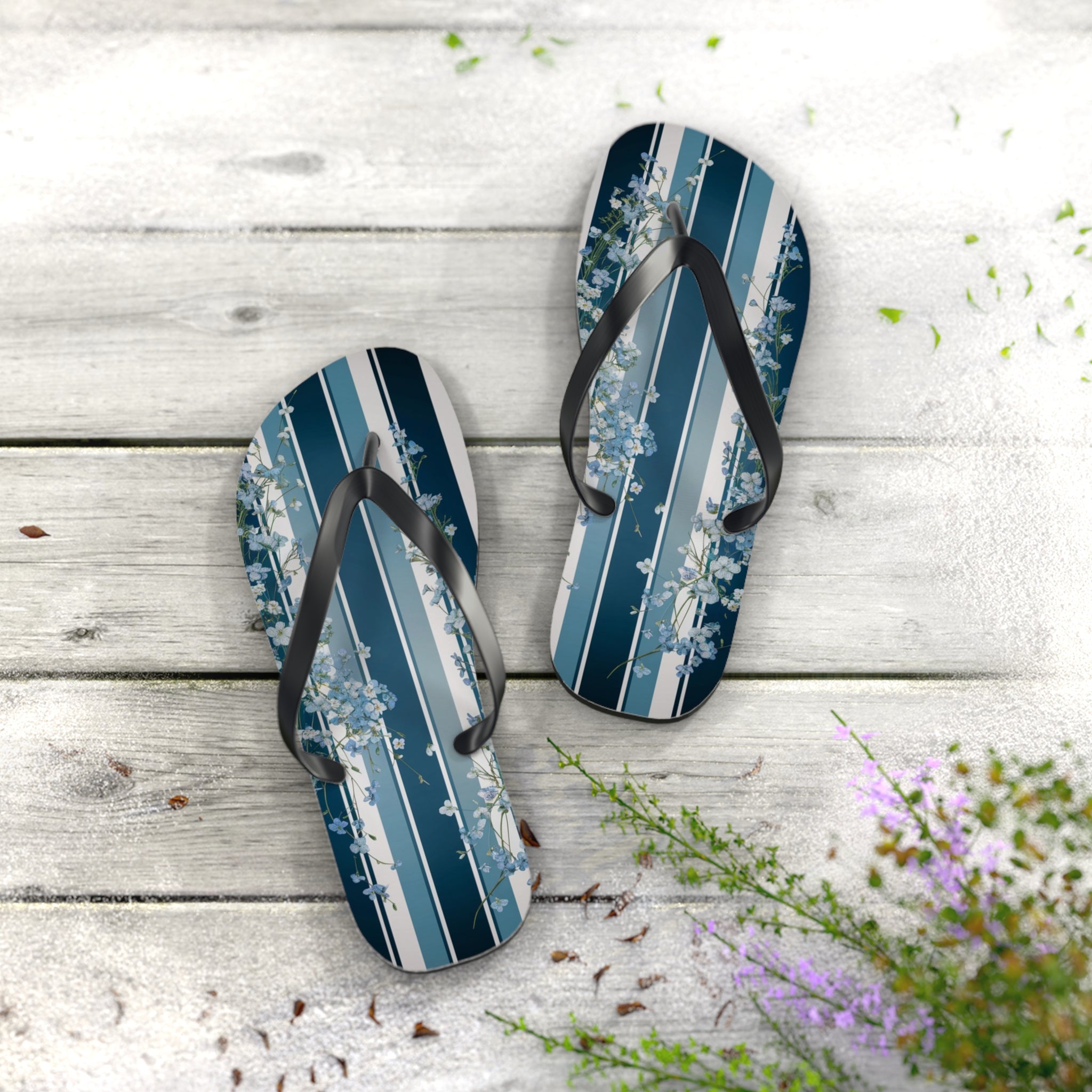 Forget me Not Striped Flip Flops