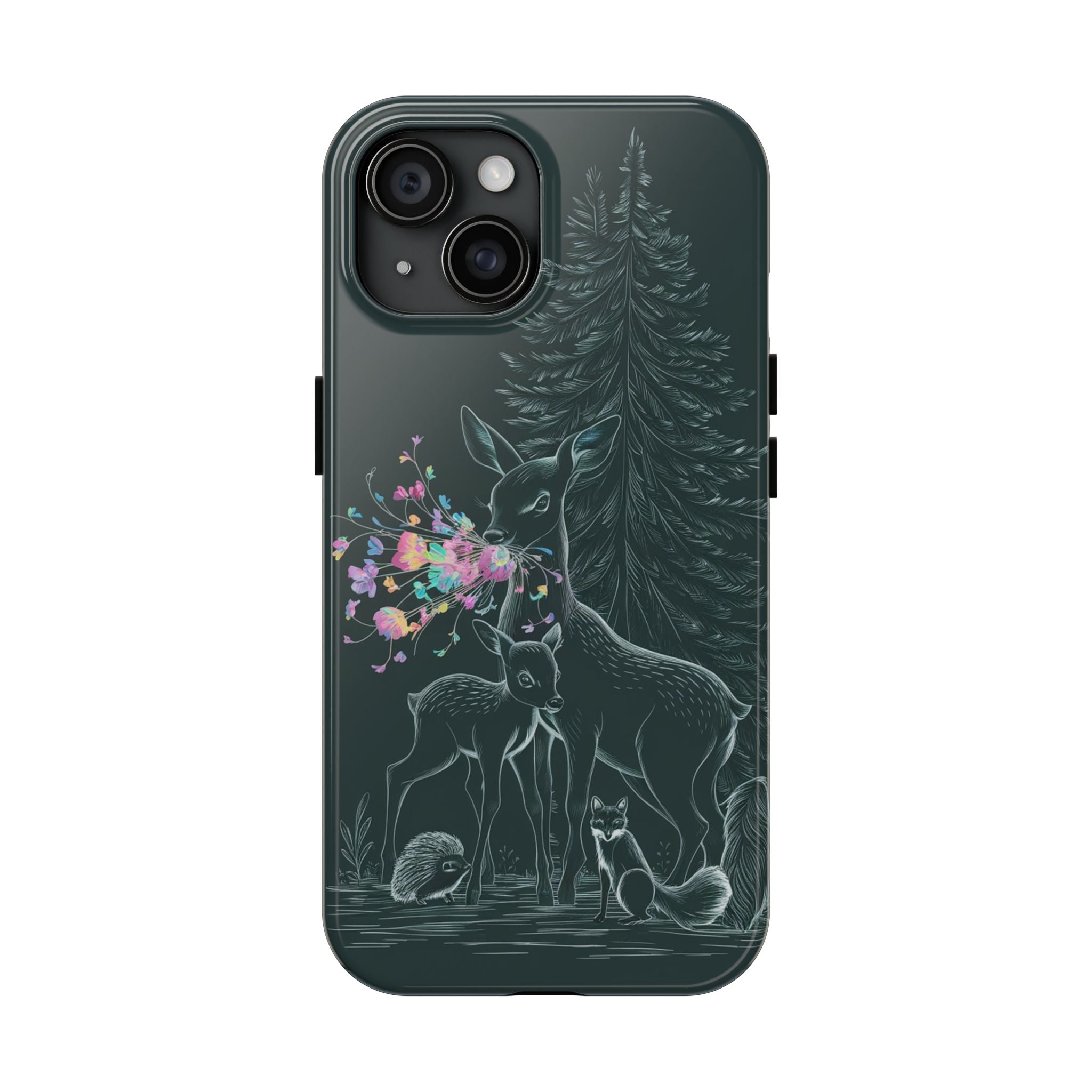 Floral Fawn and Mom - Tough Case for iPhone 14, 15, 16 - Spruced Roost