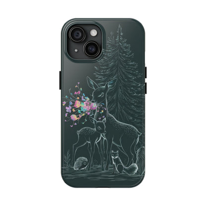 Floral Fawn and Mom - Tough Case for iPhone 14, 15, 16