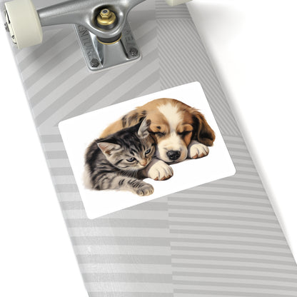 Puppy and Kitty Cuddles - Kiss-Cut Stickers