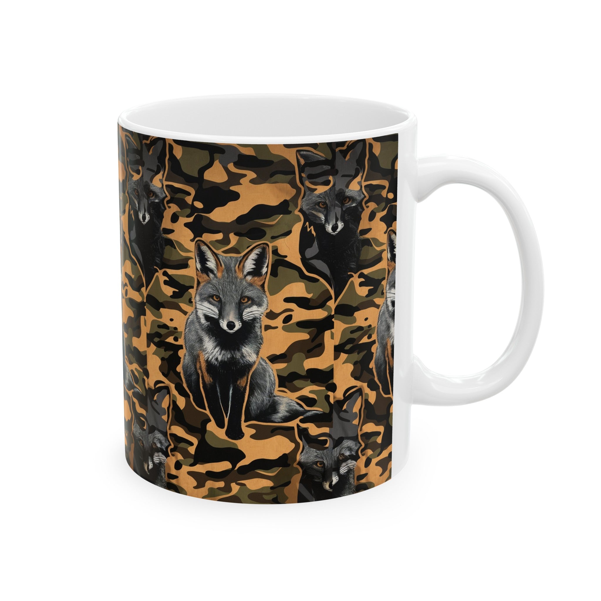 Fox Camouflage Ceramic Mug, (11oz, 15oz)