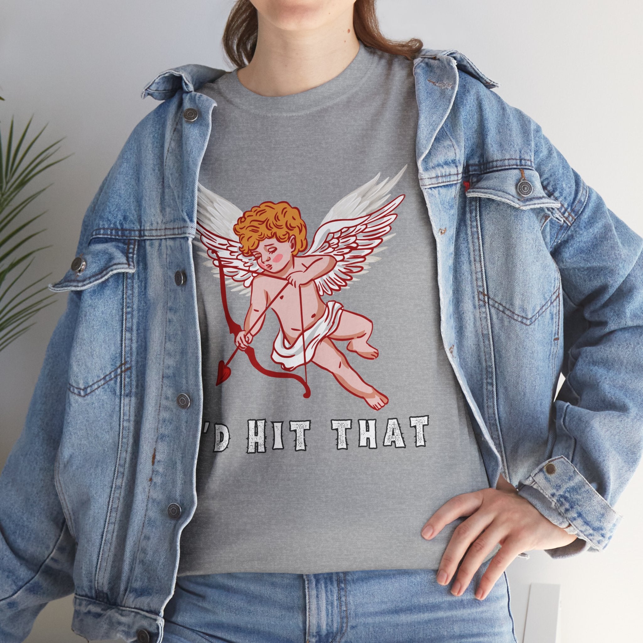 Cupid Inspired Unisex Heavy Cotton Tee - 'I’d Hit That' Graphic Shirt