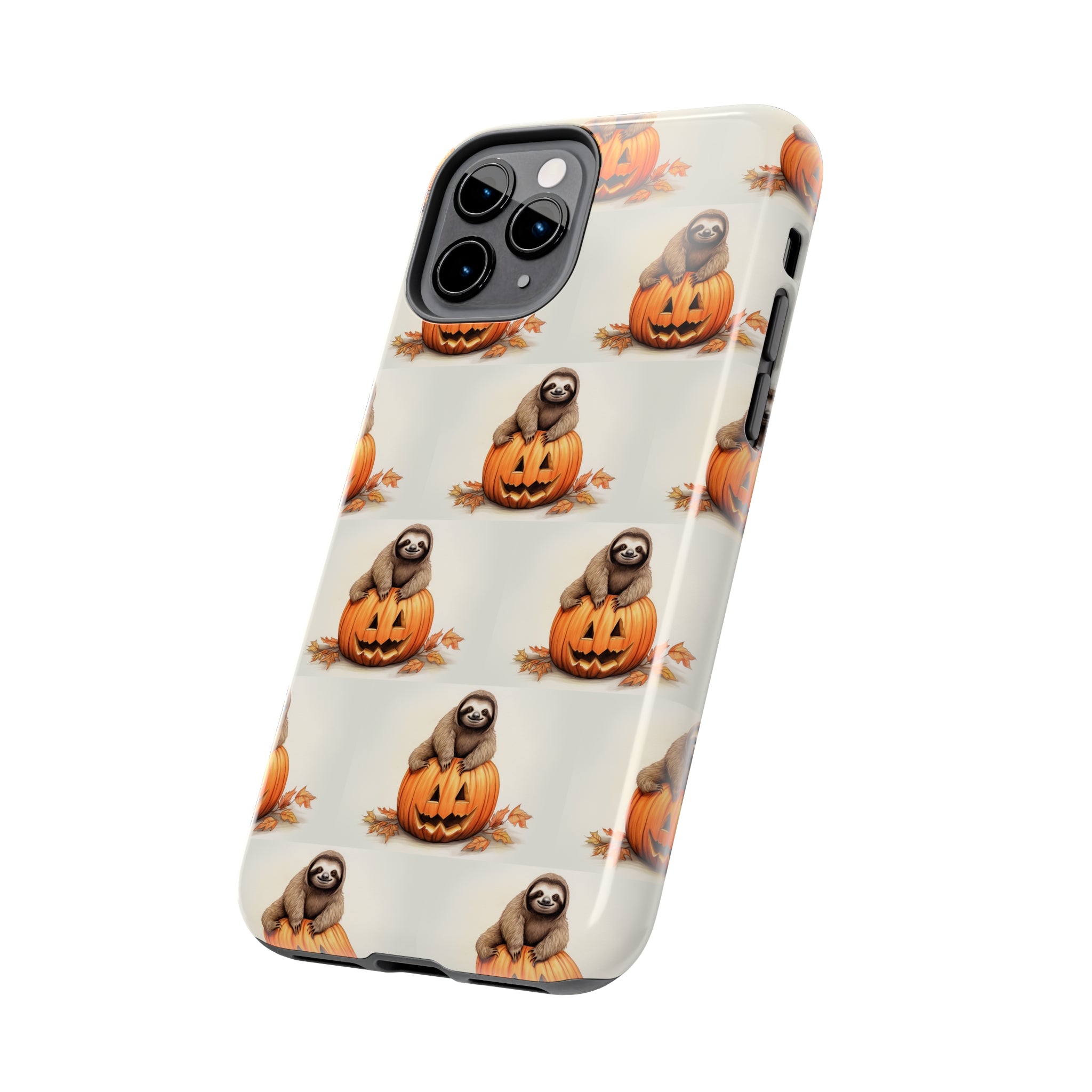 Happy Halloween Sloth on Pumpkin - Tough iPhone Cases -21 Sizes