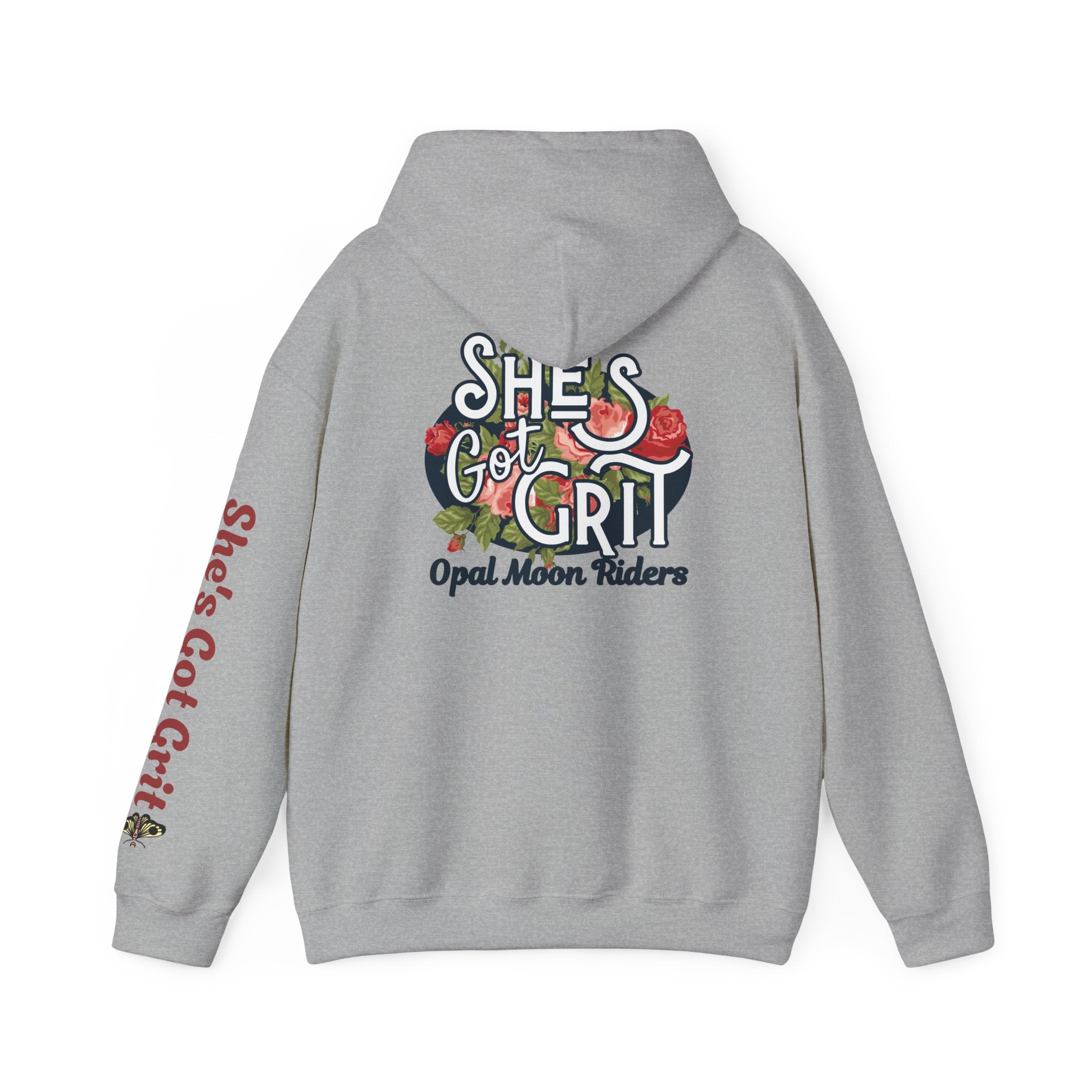 "She's Got Grit" Hoodie — Opal Moon Riders Floral Logo Pullover
