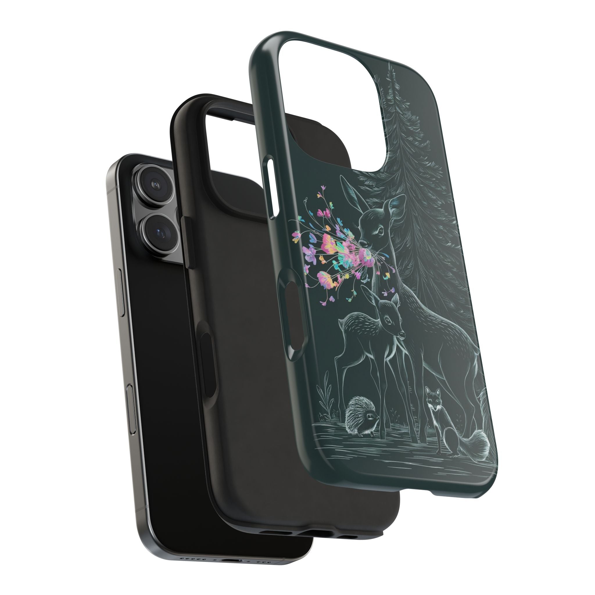 Floral Fawn and Mom - Tough Case for iPhone 14, 15, 16 - Spruced Roost