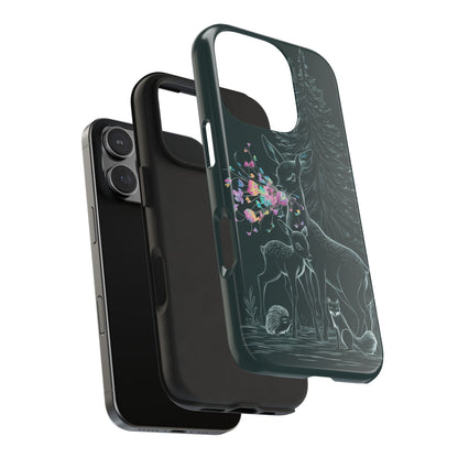 Floral Fawn and Mom - Tough Case for iPhone 14, 15, 16