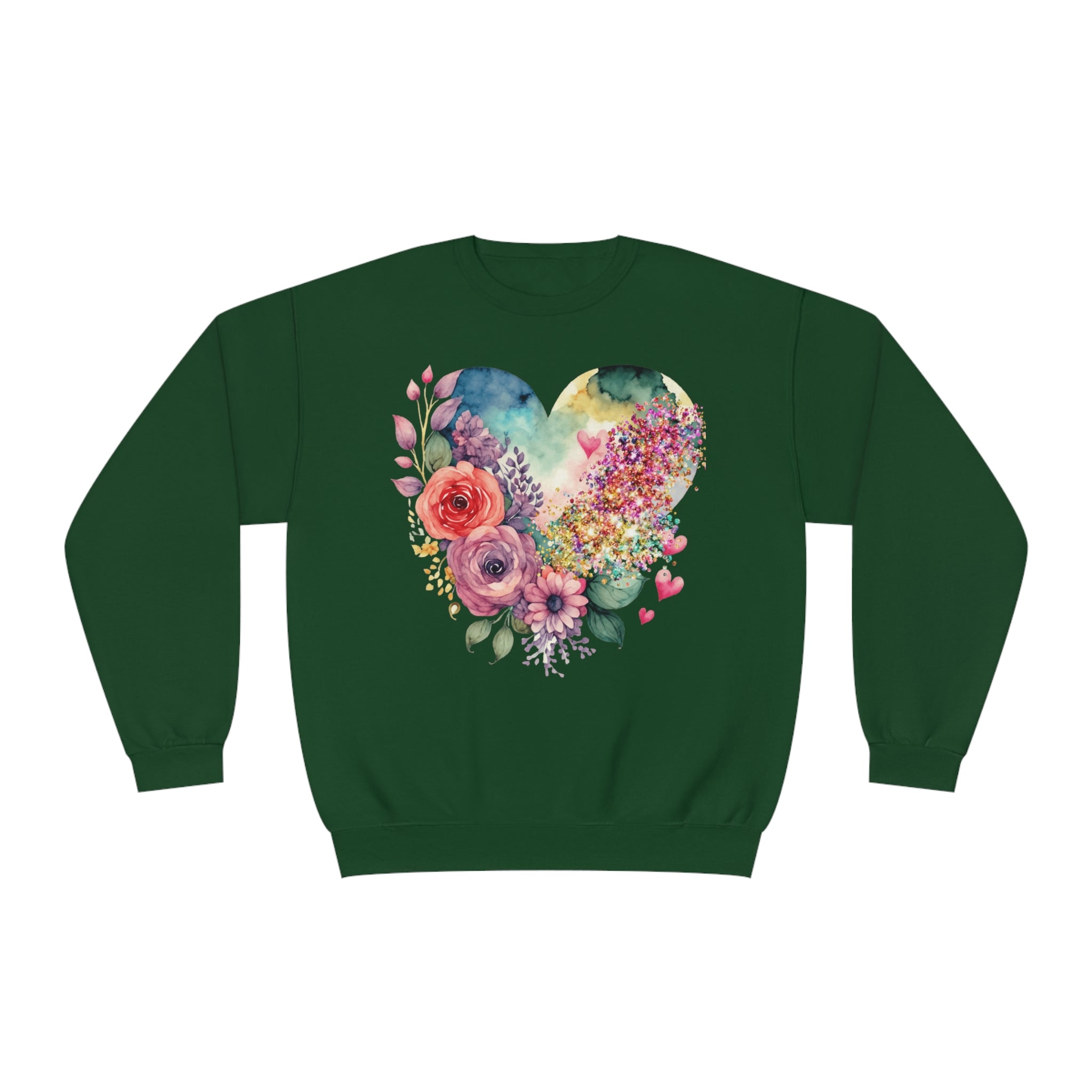 Floral Heart Unisex NuBlend® Crewneck Sweatshirt - Spruced Roost
