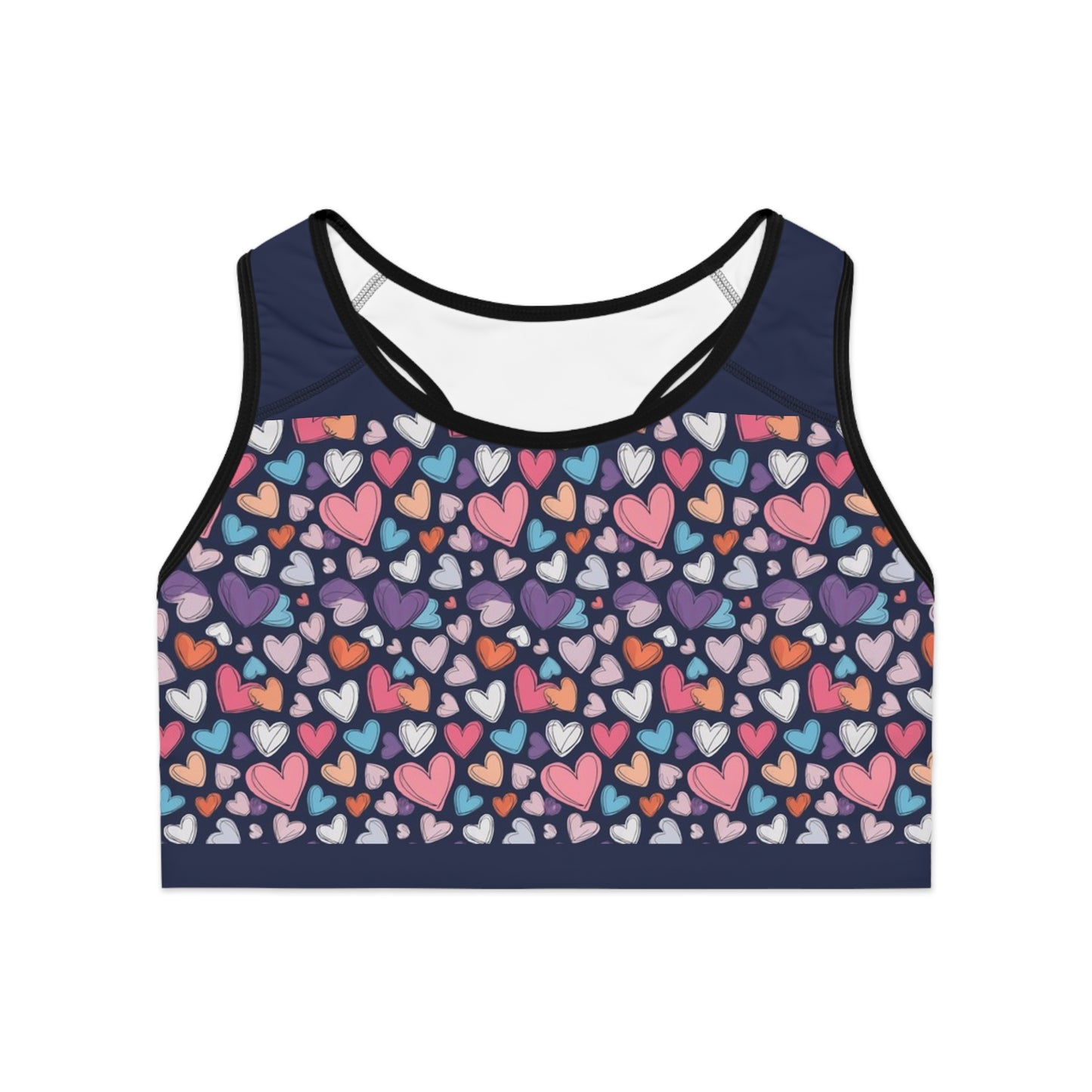 Up-Hearted back Navy Sports Bra (AOP)