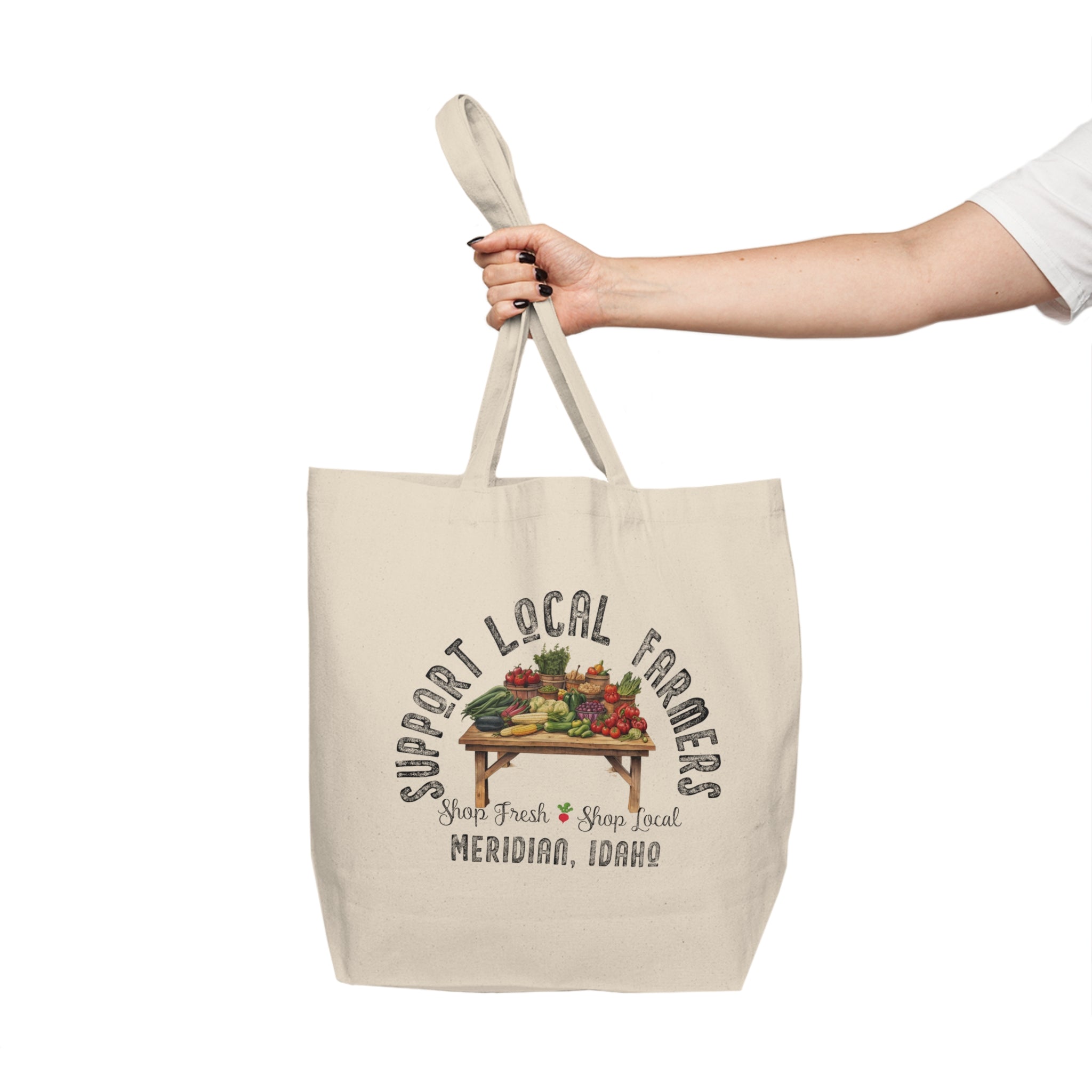 Support Local Farmers - Your City (Customizable) - Canvas Shopping Tote - Spruced Roost