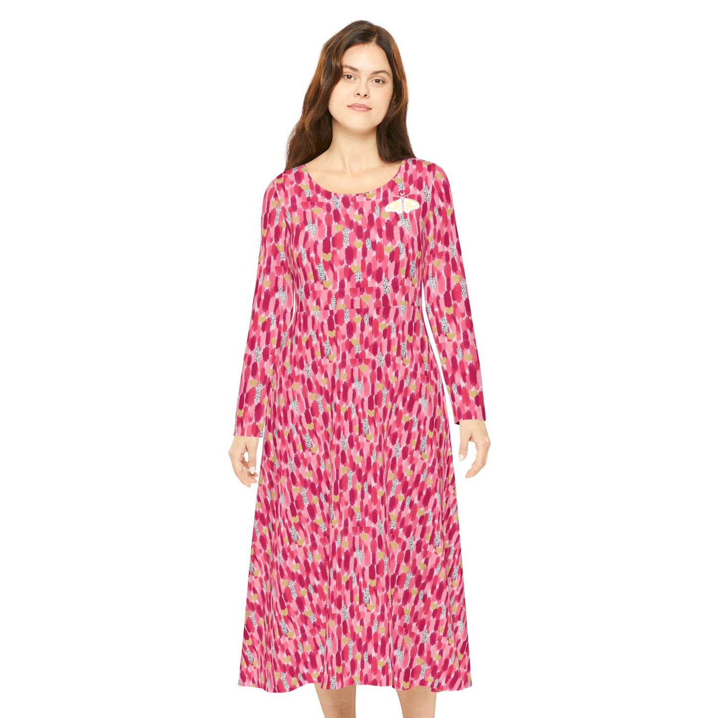 Pink Moth Confetti - Chic Long Sleeve Dance Dress for Women