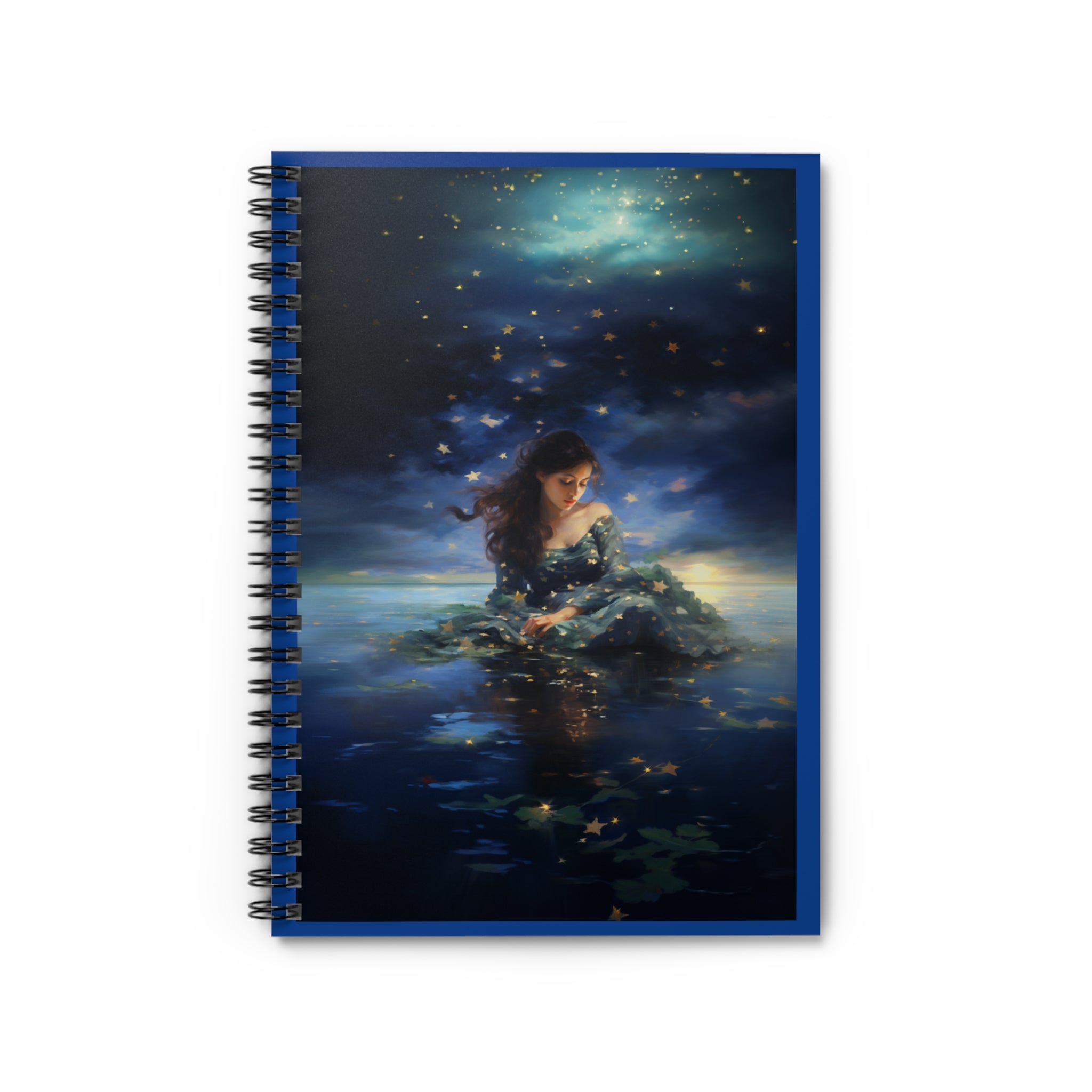 Starry Skies and Water Reflections - Spiral Notebook - Ruled Line - Spruced Roost