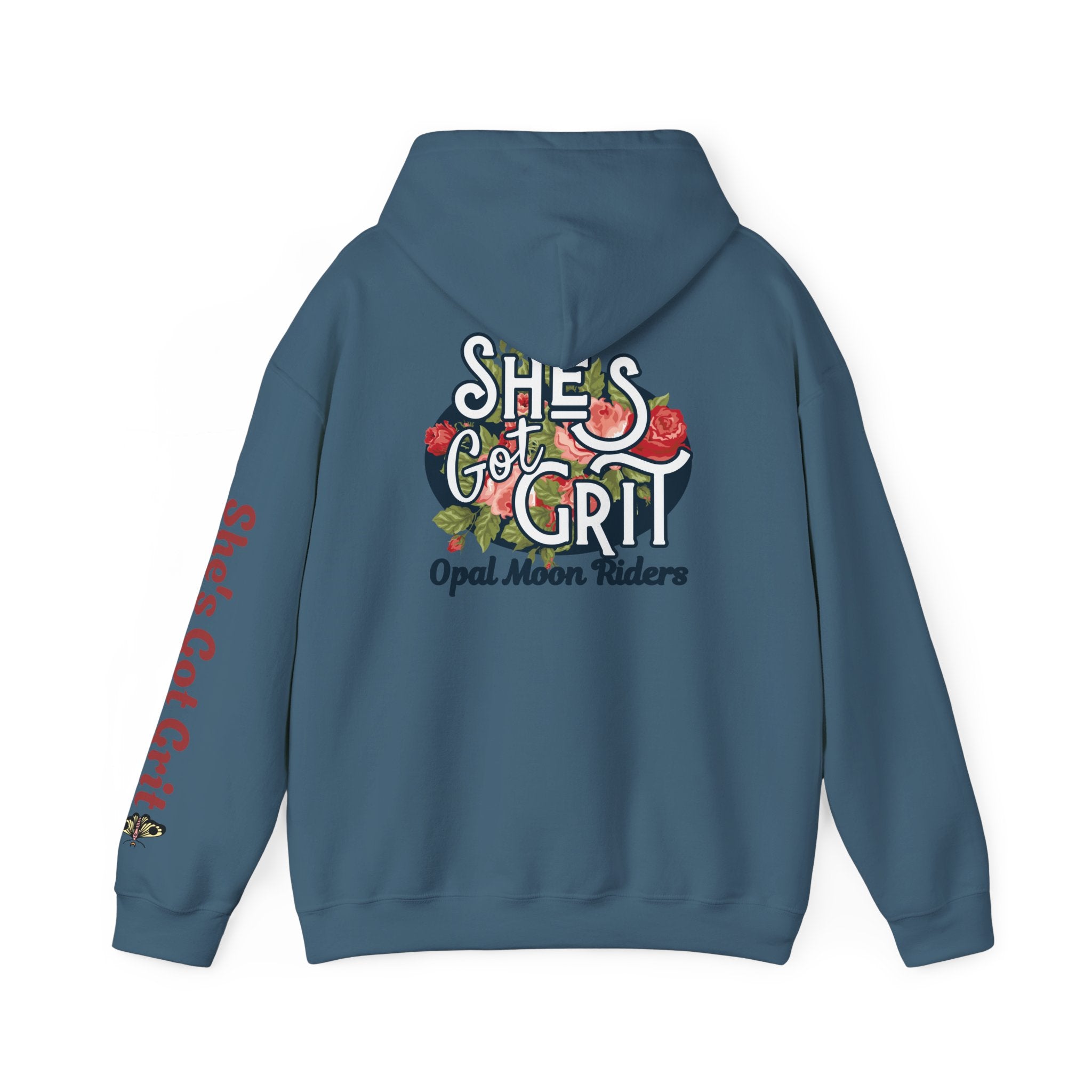 "She's Got Grit" Hoodie — Opal Moon Riders Floral Logo Pullover